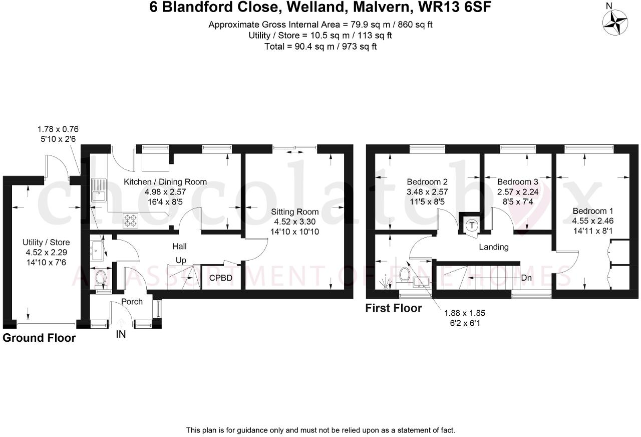 Blandford Close, Welland, Malvern, Worcestershire, WR13 6SF floorplan