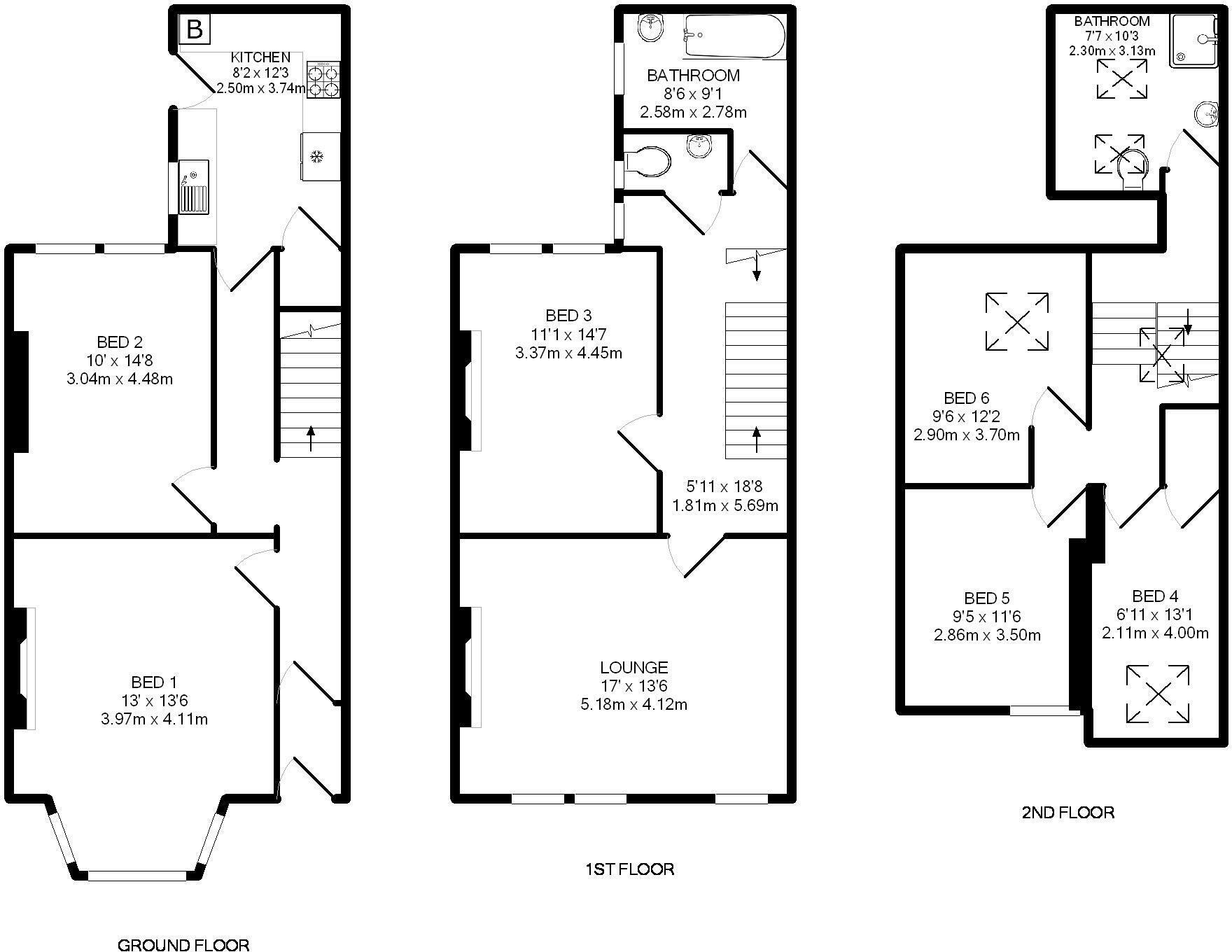 £150pppw - Buston Terrace, Jesmond, Newcastle Upon Tyne floorplan