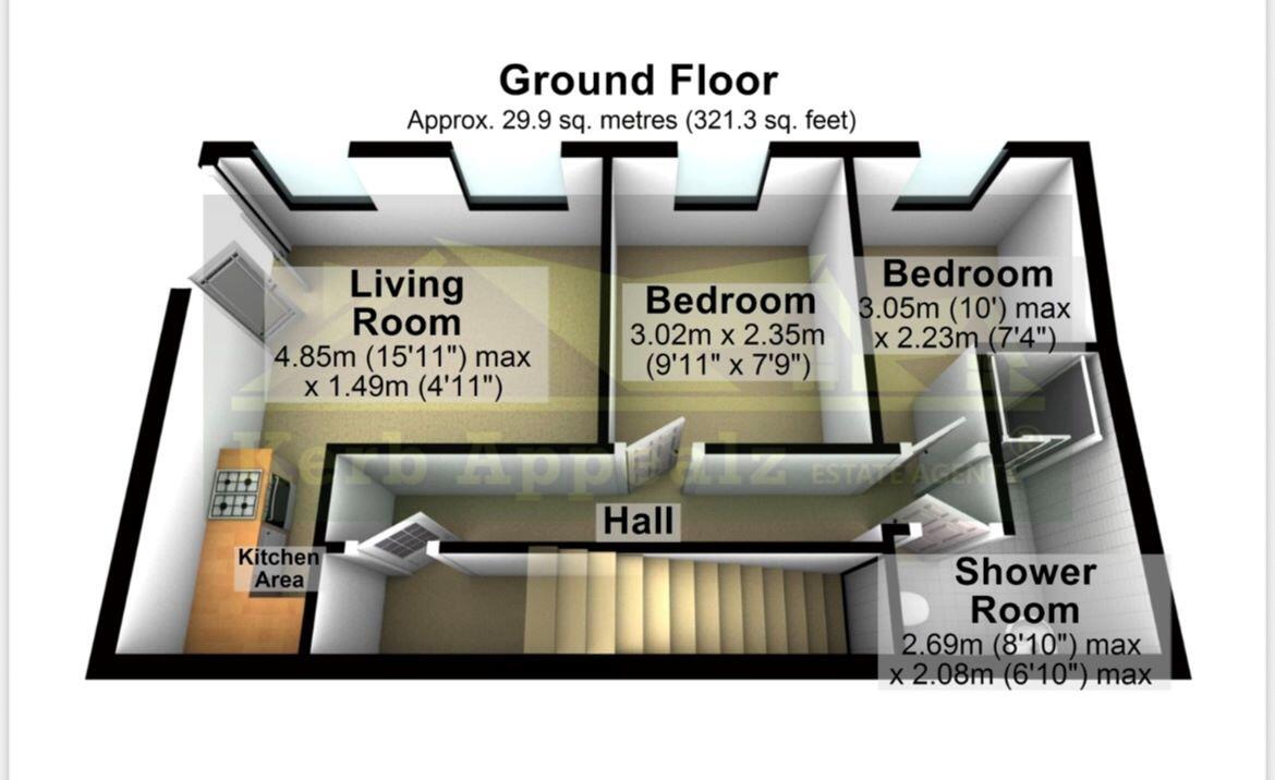 Flat 2, 9 Albert Street, Penzance, Cornwall, TR18 2LR floorplan