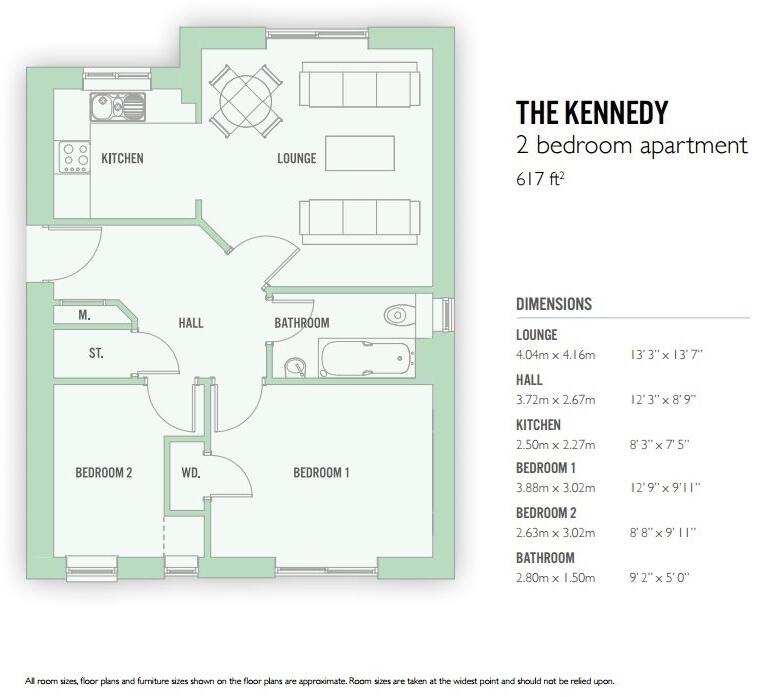 2 bed unfurnished @ Old Castle Gate, Cathcart, G44 floorplan