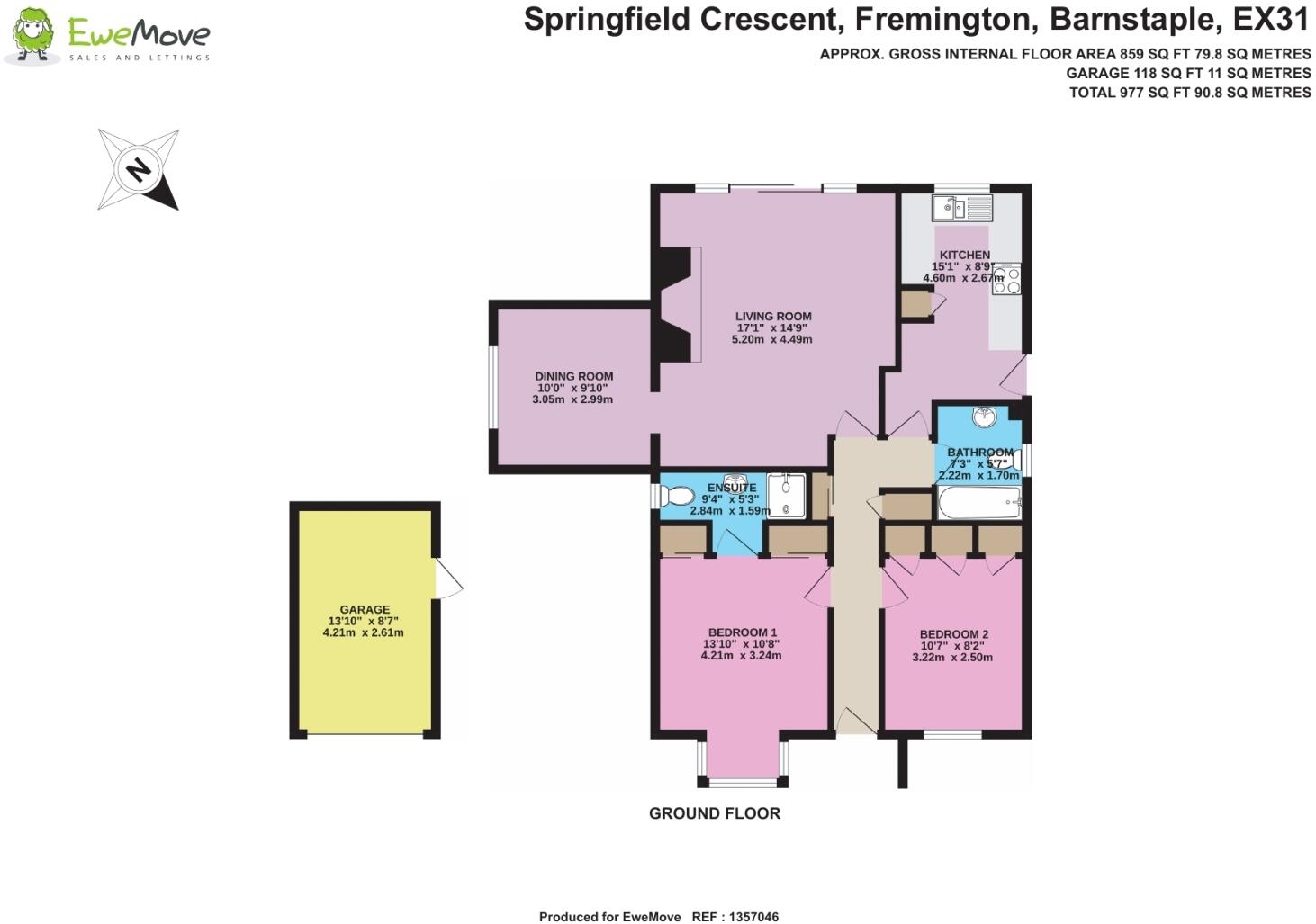 Springfield Crescent, Fremington, Barnstaple, Devon, EX31 floorplan