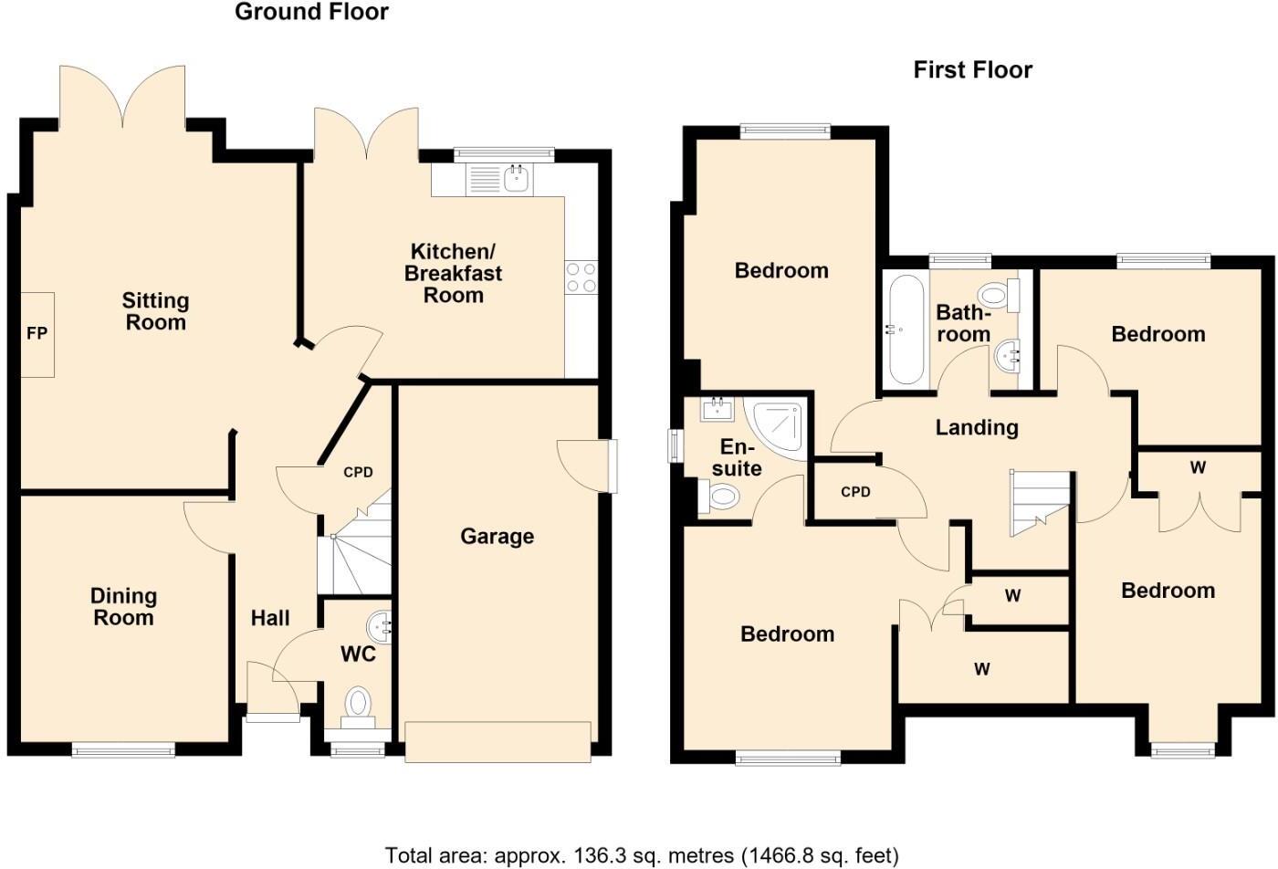 Hedges Close, Ladbroke, Southam floorplan