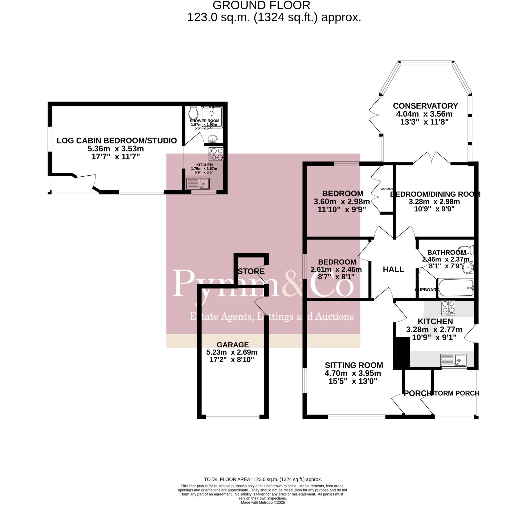 Beautiful Detached Bungalow on Picturesque Road in Saxthorpe With Self Contained Log Cabin. floorplan