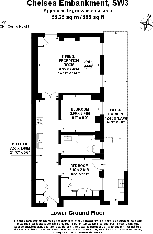 Basement Flat (rear), Chelsea Embankment, Kensington And Chelsea, London floorplan