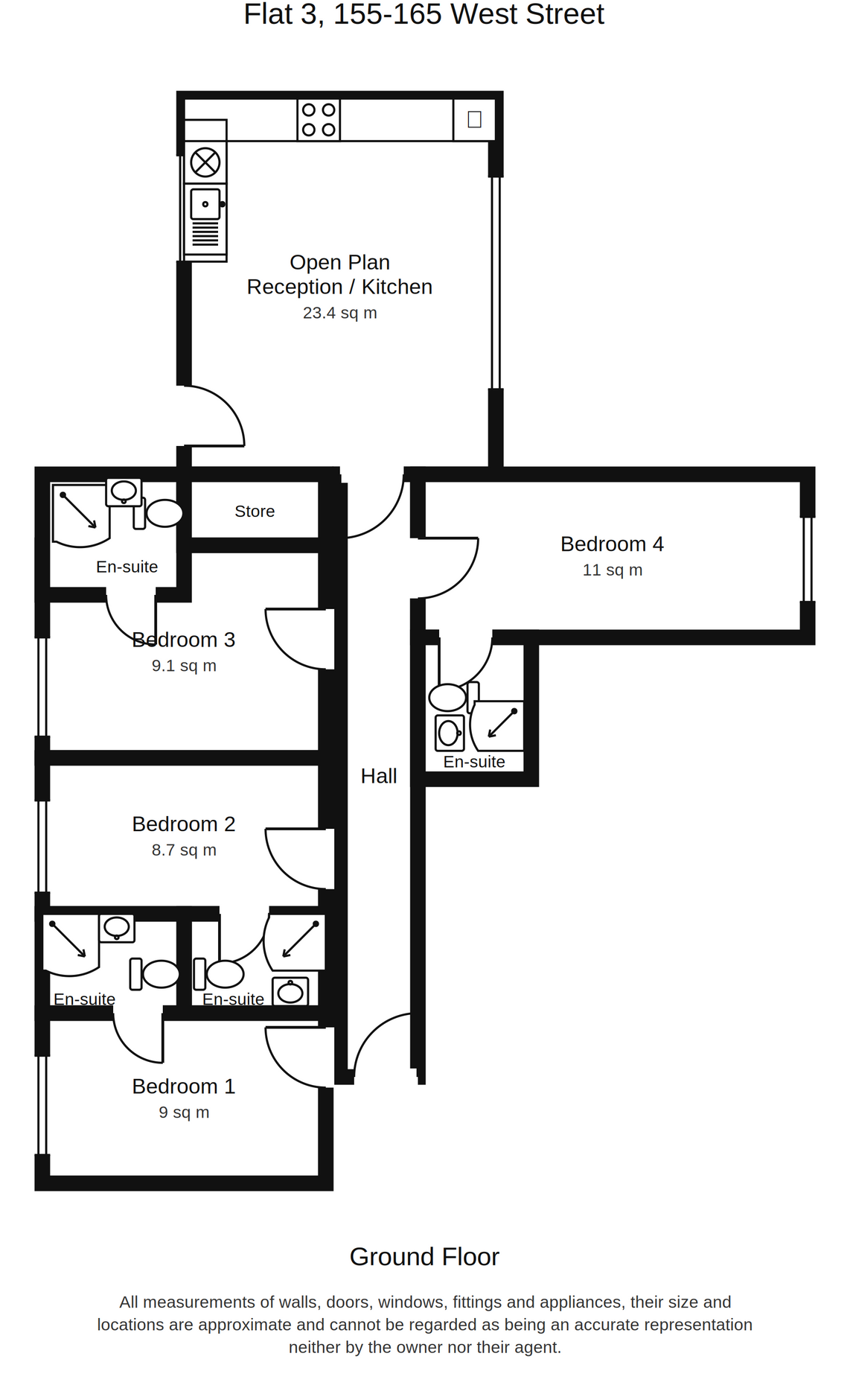 Flat 3, Malago Scholar Quarters, 157-159 West Street, Bristol floorplan