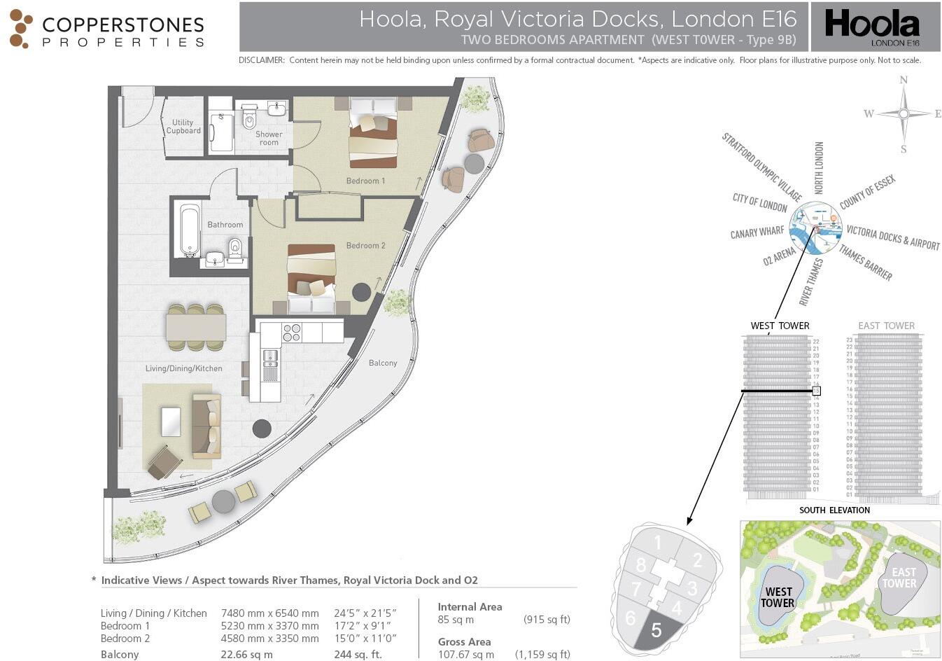 Hoola Tower East, Tidal Basin Road, London E16 floorplan