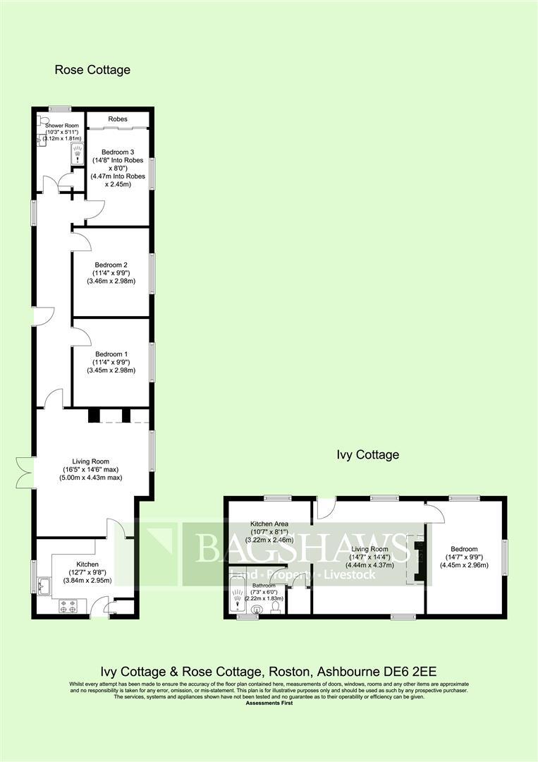 Rose and Ivy Cottages, Roston floorplan