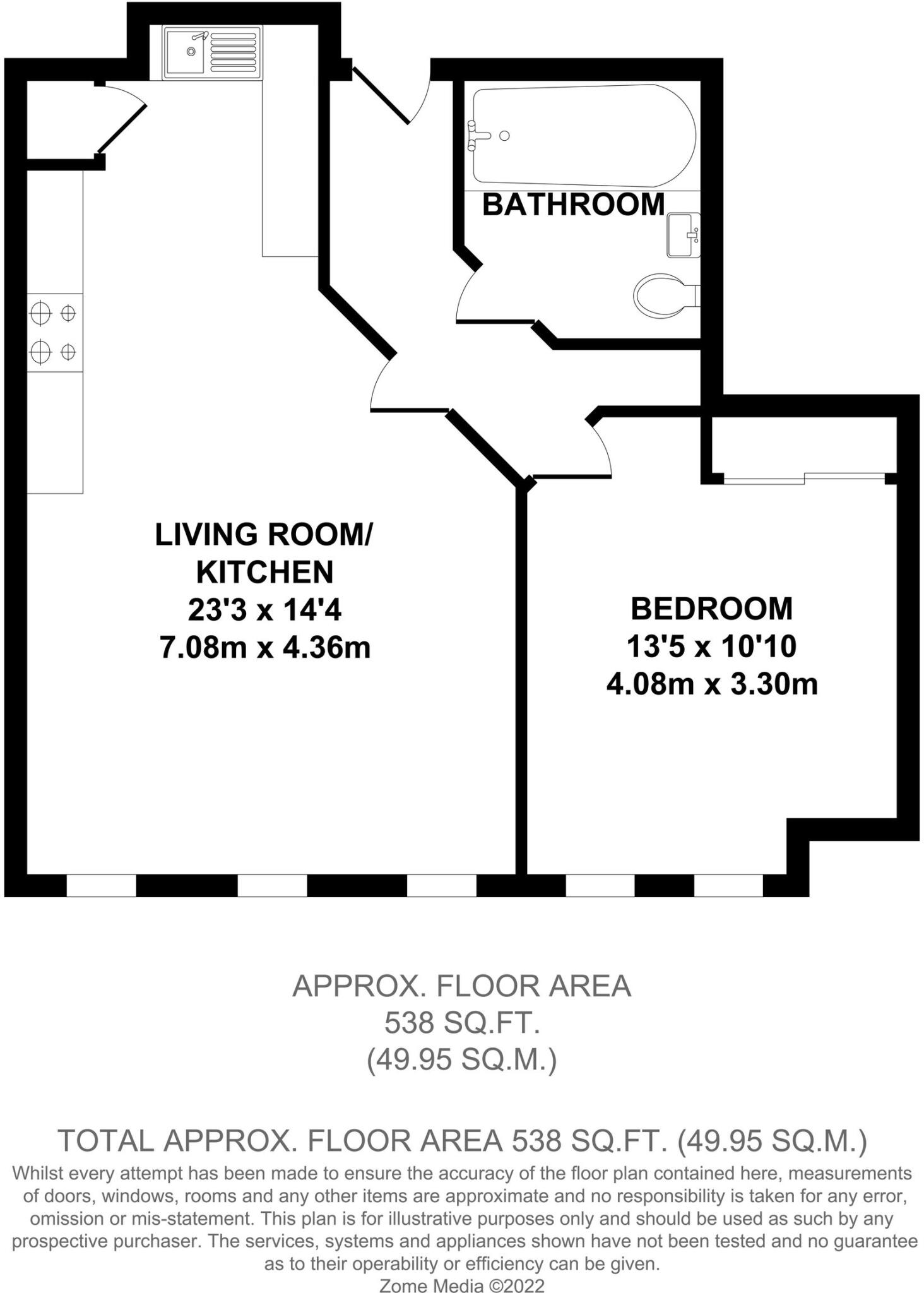 Flat 3, 133A High Street, TN9 floorplan