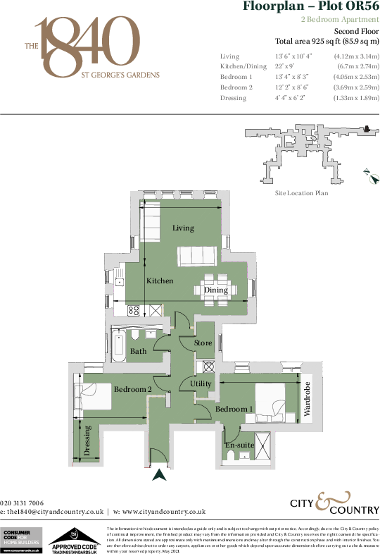 The 1840, St Georges Gardens,
Glenburnie Road, 
London, 
SW17 7DJ floorplan