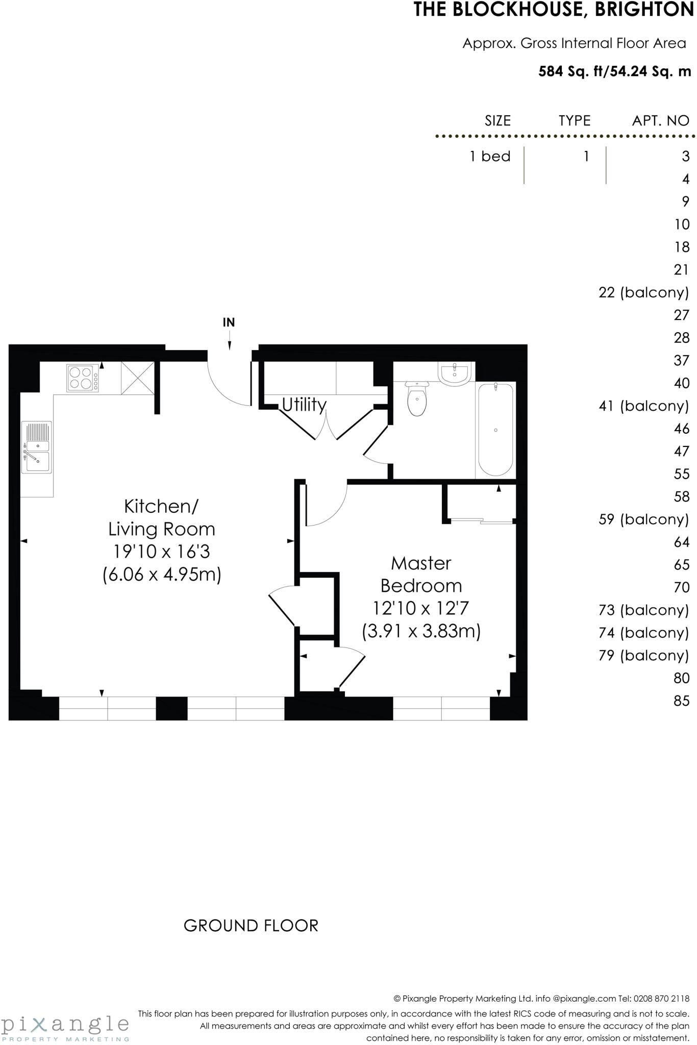 Apartment 89, Block House A, Brighton floorplan