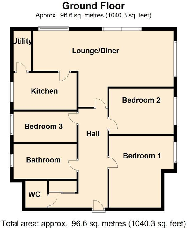 To Let - Holcombe Court, Argyle Road, Southport, PR9 - Three Bedroom Ground Floor Apt floorplan