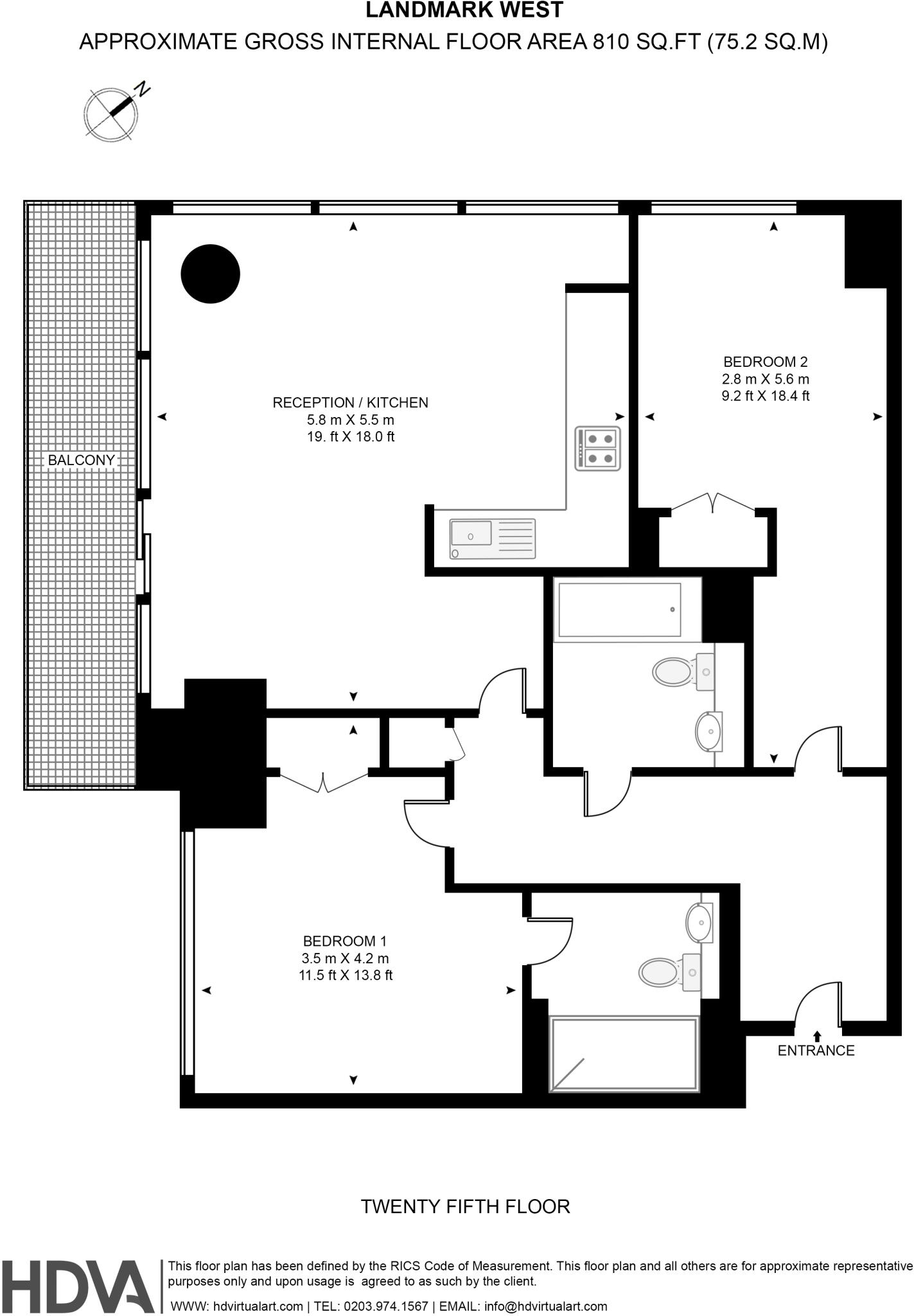 Landmark West Tower, Marsh Wall E14 floorplan