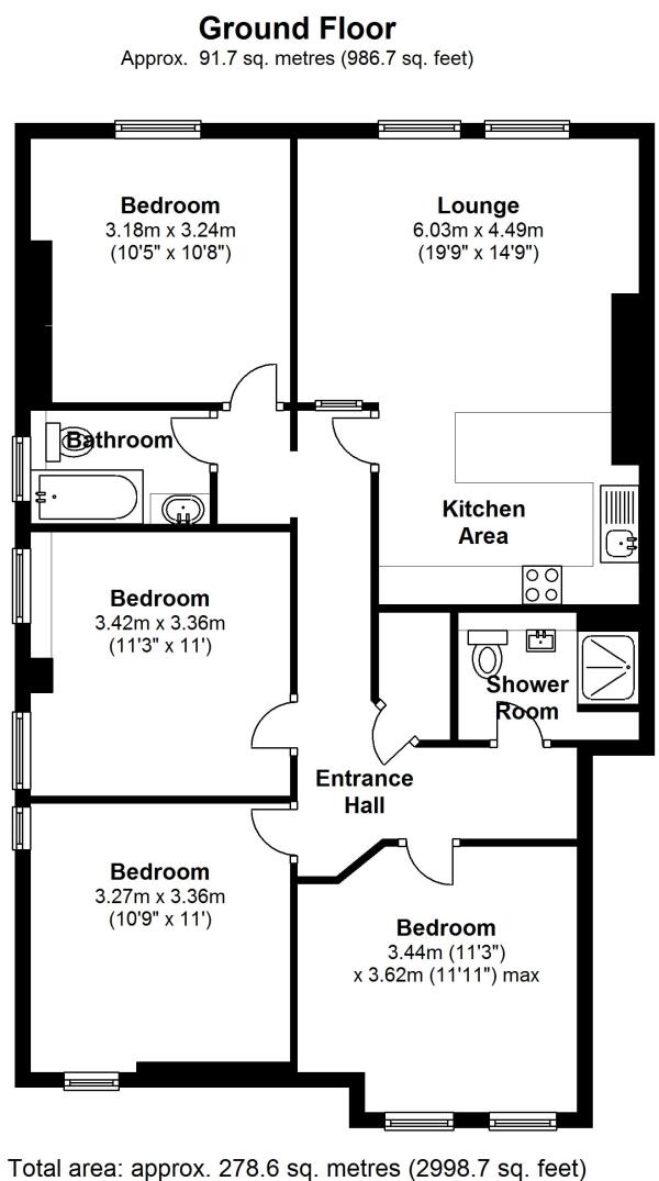 Apartment 3, Westcliffe Court, 45-47 Lenton Road, The Park, Nottingham, Nottinghamshire, NG7 floorplan