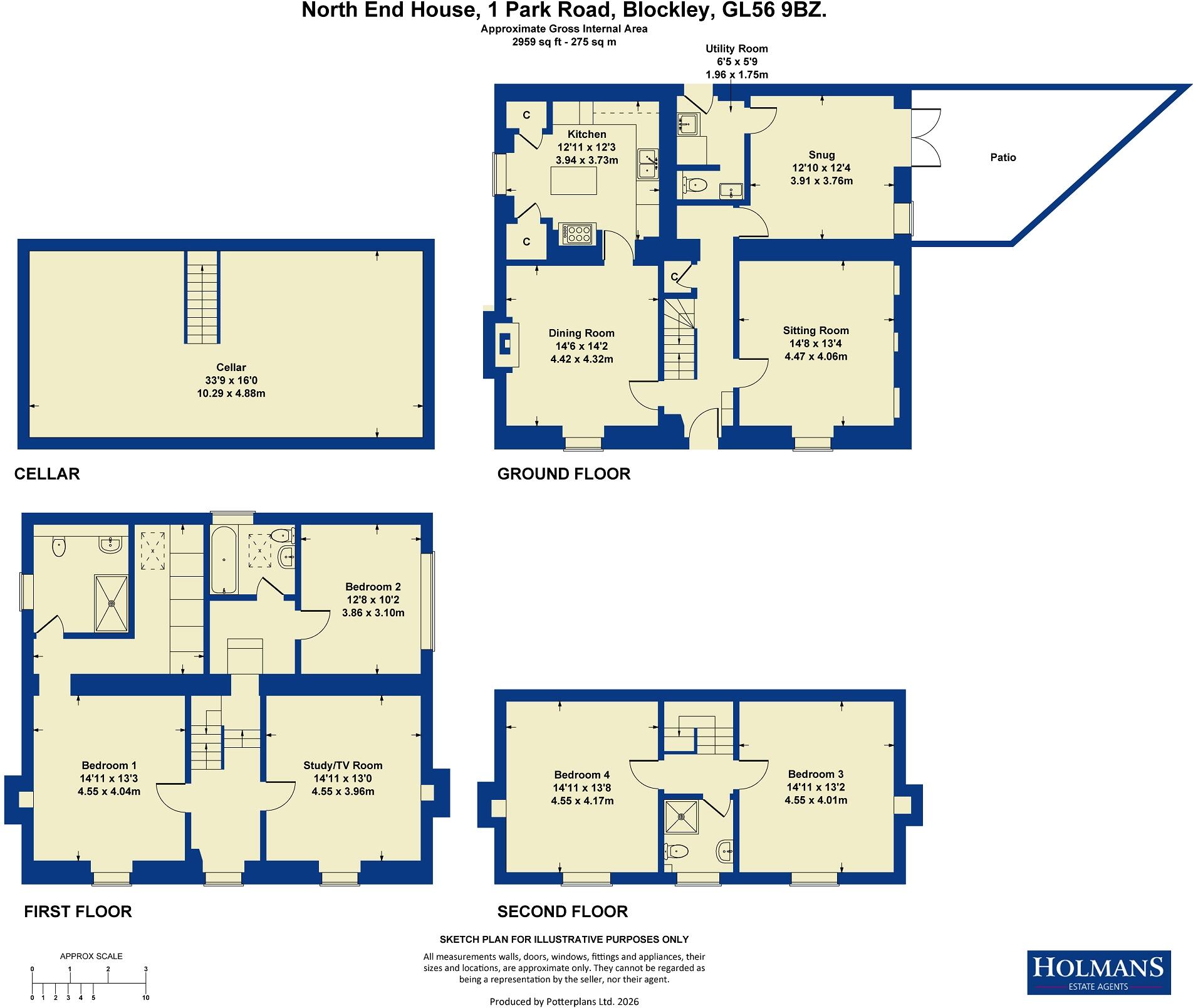 1 Park Road, Blockley, Moreton-in-Marsh, Gloucestershire. GL56 9BZ floorplan