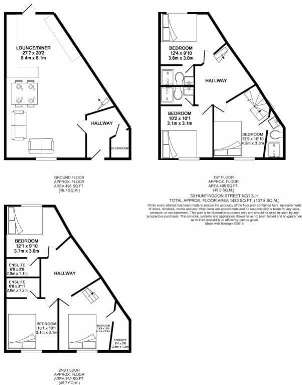 33 Huntingdon Street, Nottingham, Ng1 3jh, New floorplan