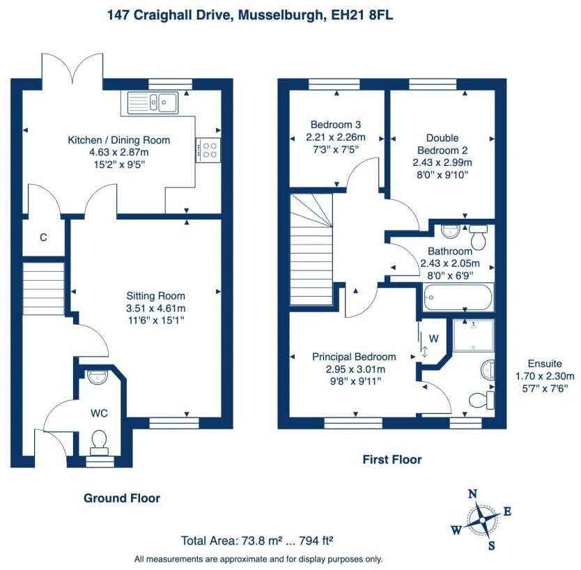 147 Craighall Drive, Musselburgh, EH21 8FL floorplan