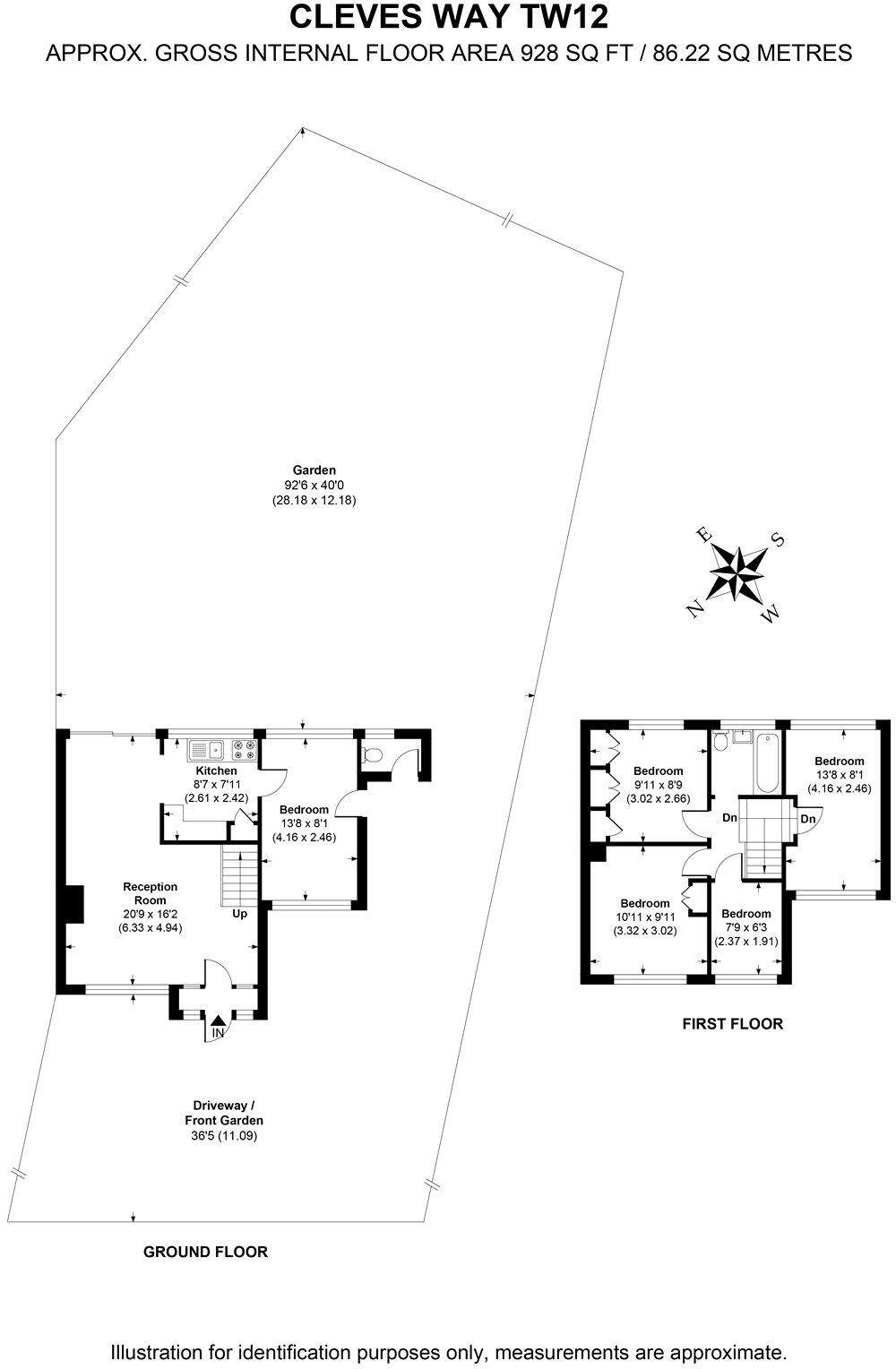 Cleves Way, Hampton, TW12 floorplan