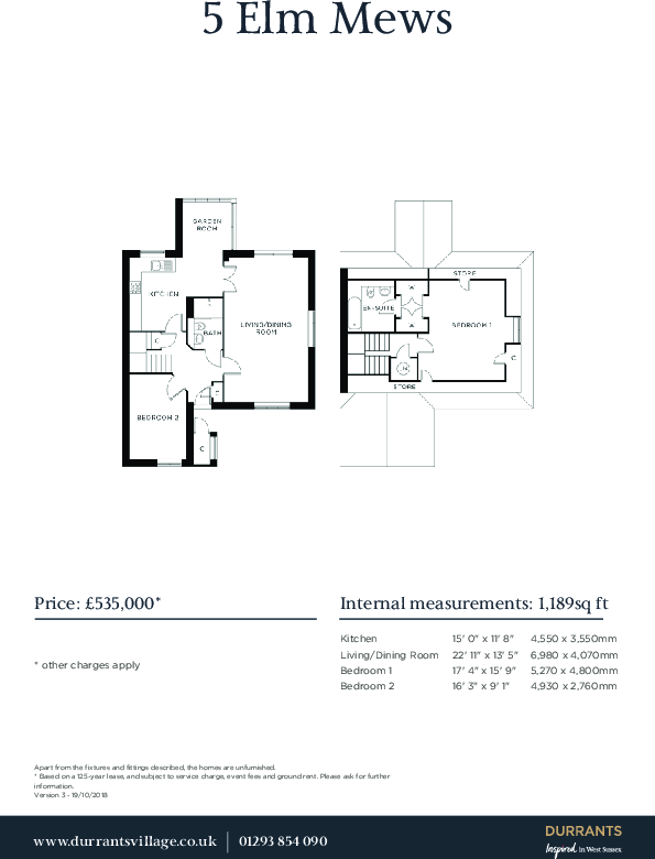 Elm Mews, Durrants Drive, Durrants Village, Faygate, West Sussex RH12 floorplan