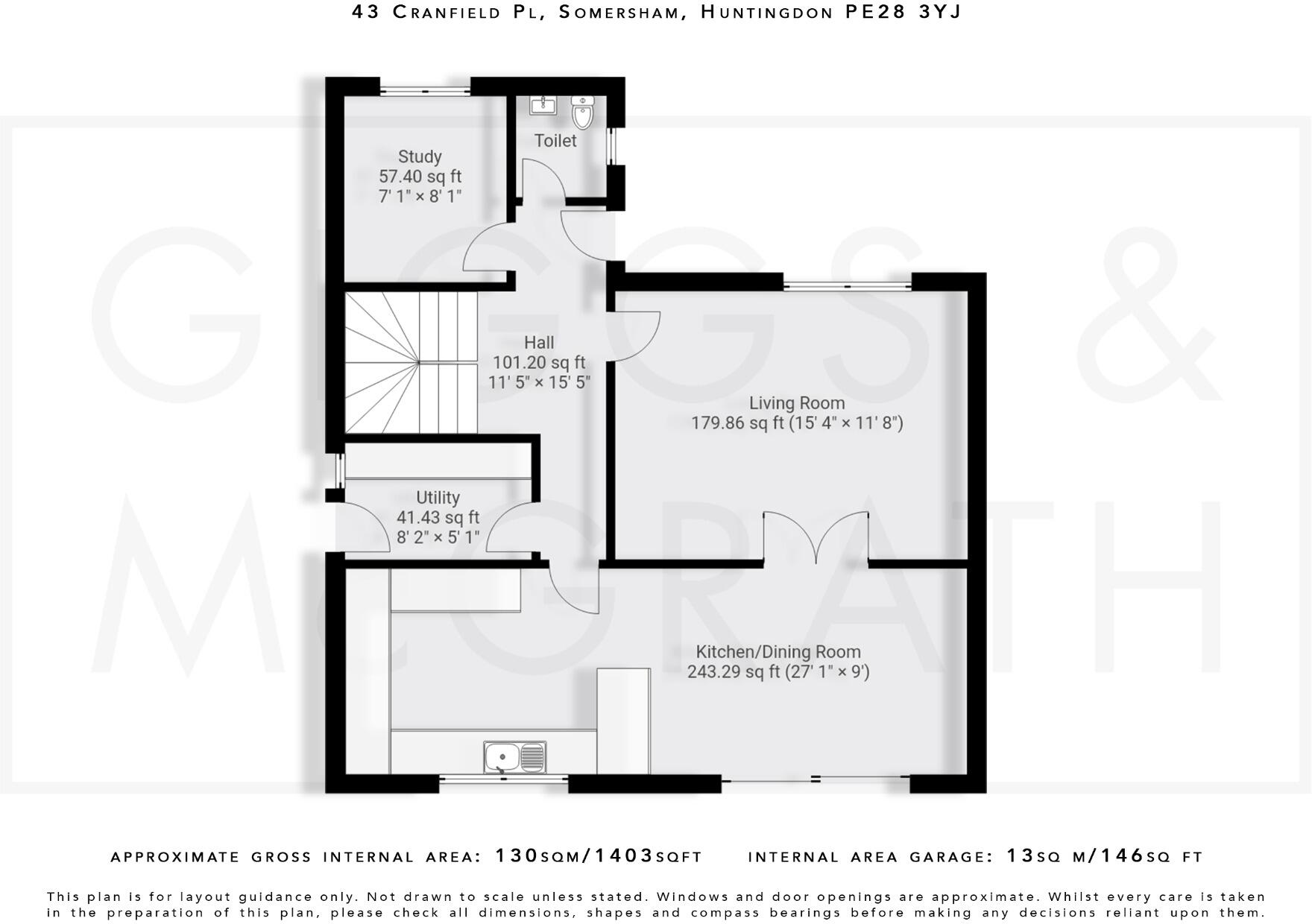 Cranfield Place, Somersham, Huntingdon, Cambridgeshire, PE28 3YJ floorplan