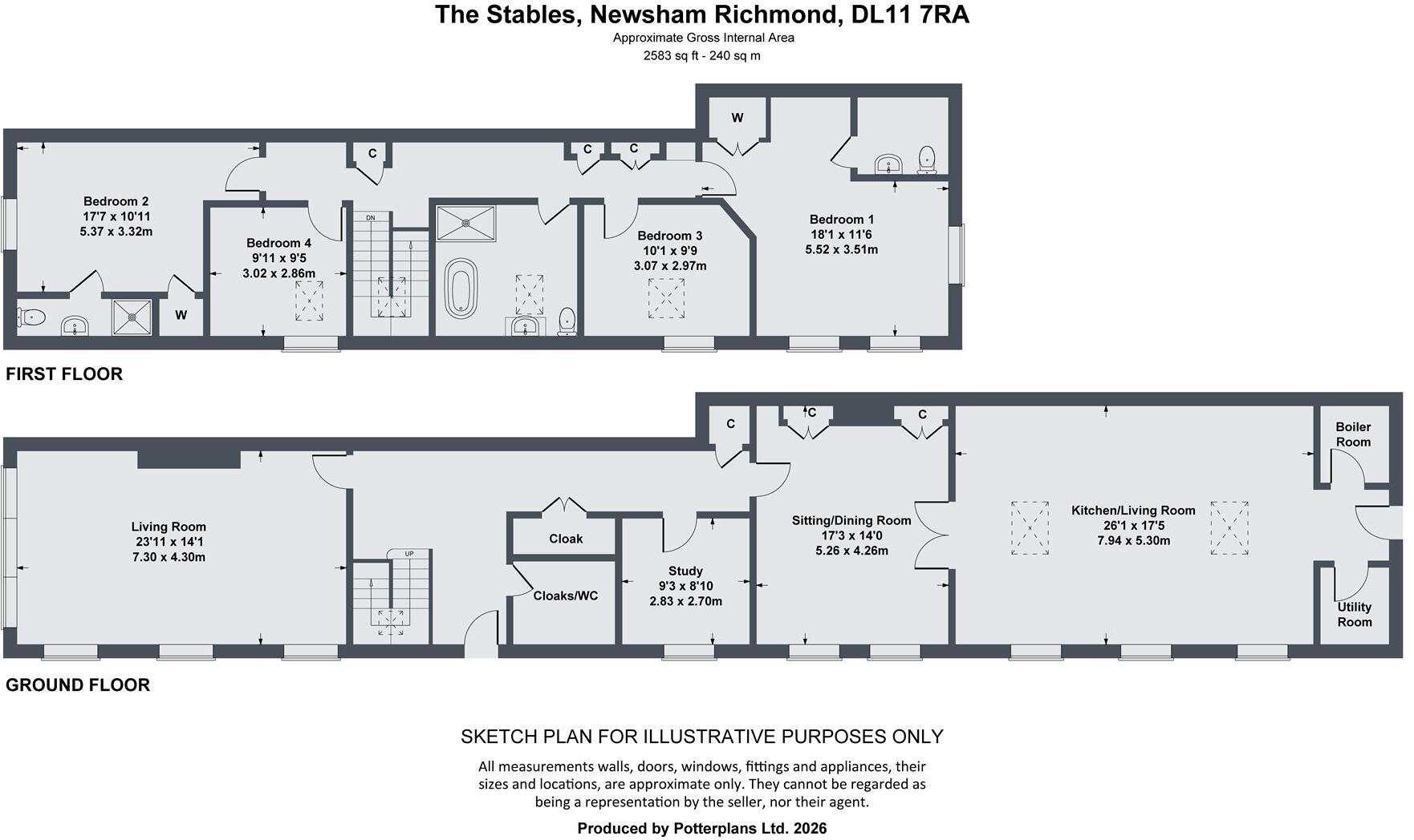The Stables, Newsham, Richmond, North Yorkshire DL11 7RA floorplan