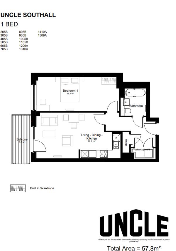 UNCLE Southall - Flat 505B, London, UB2 floorplan