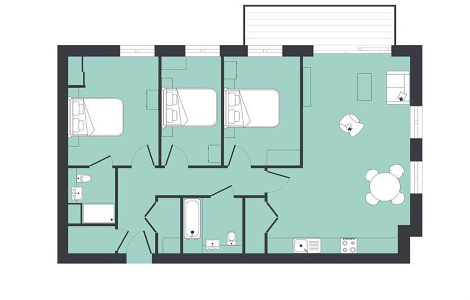 3 bed, 3rd floor, Vega, Verona House in Beam Park floorplan