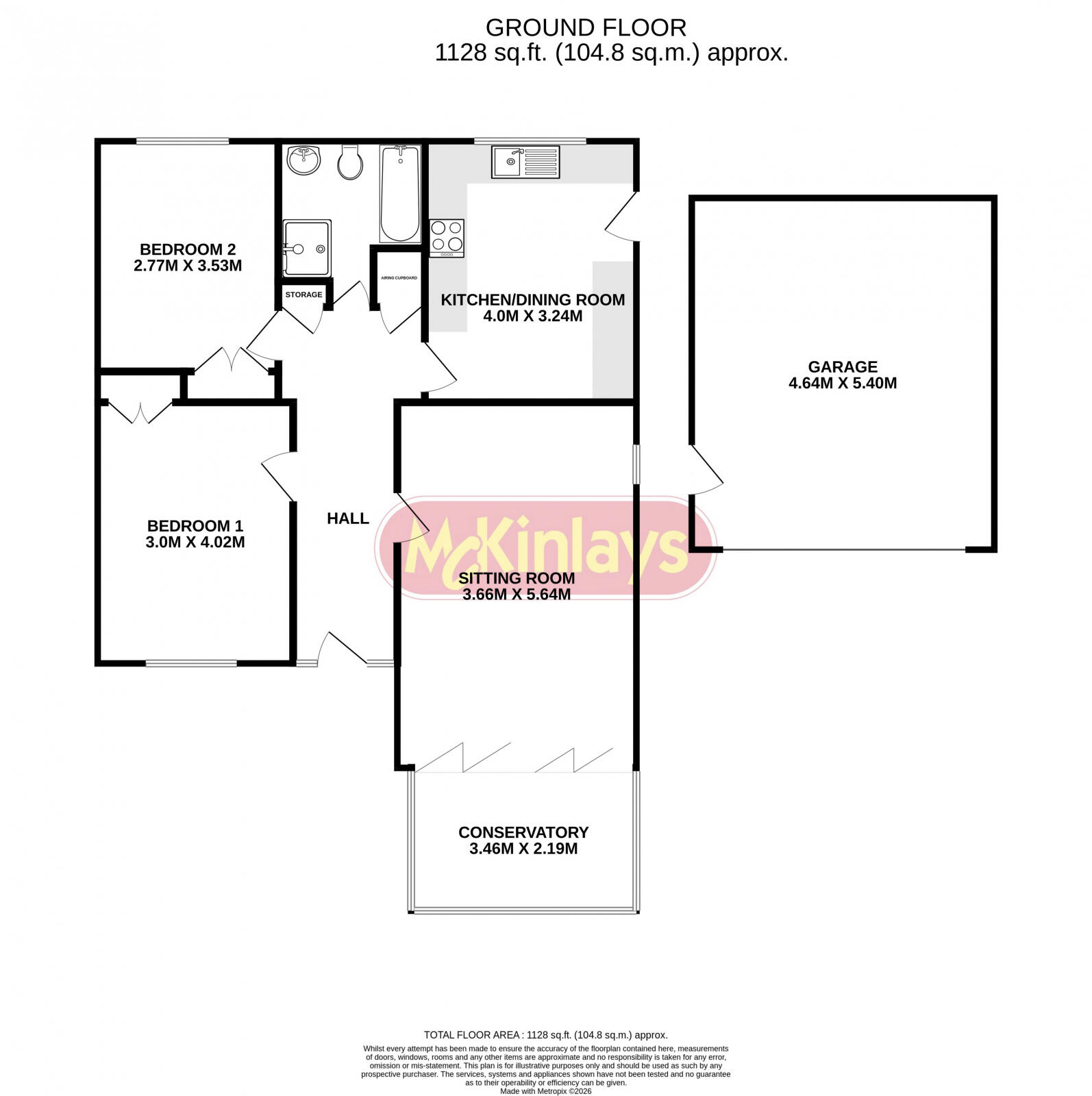 2 bedroom detached bungalow on Private Road, Taunton floorplan