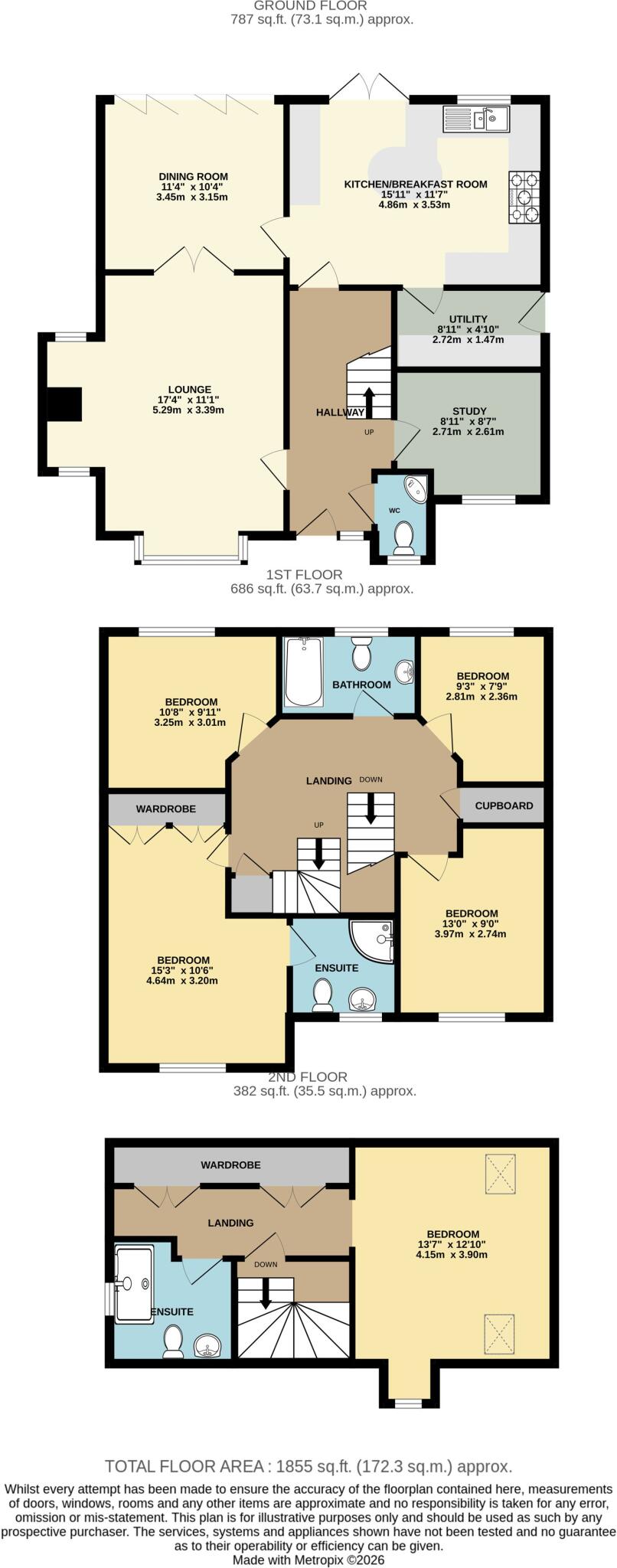 3, Park Gardens, Wellington, TF1 floorplan
