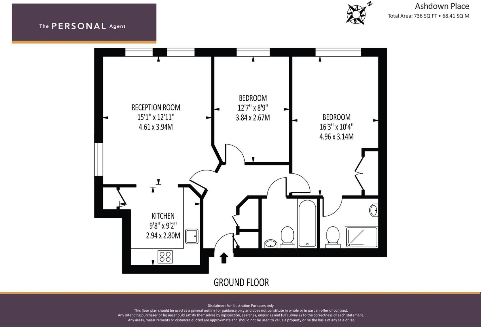 Kingston Road, Ashdown Place, KT17 floorplan