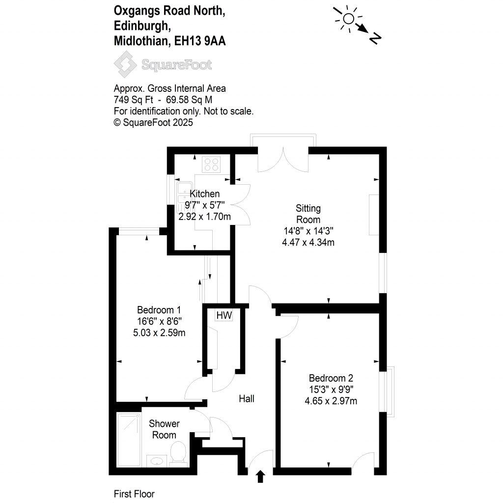 Flat 10 Caiystane Court, 11 Oxgangs Road North, Edinburgh, EH13 9AA floorplan