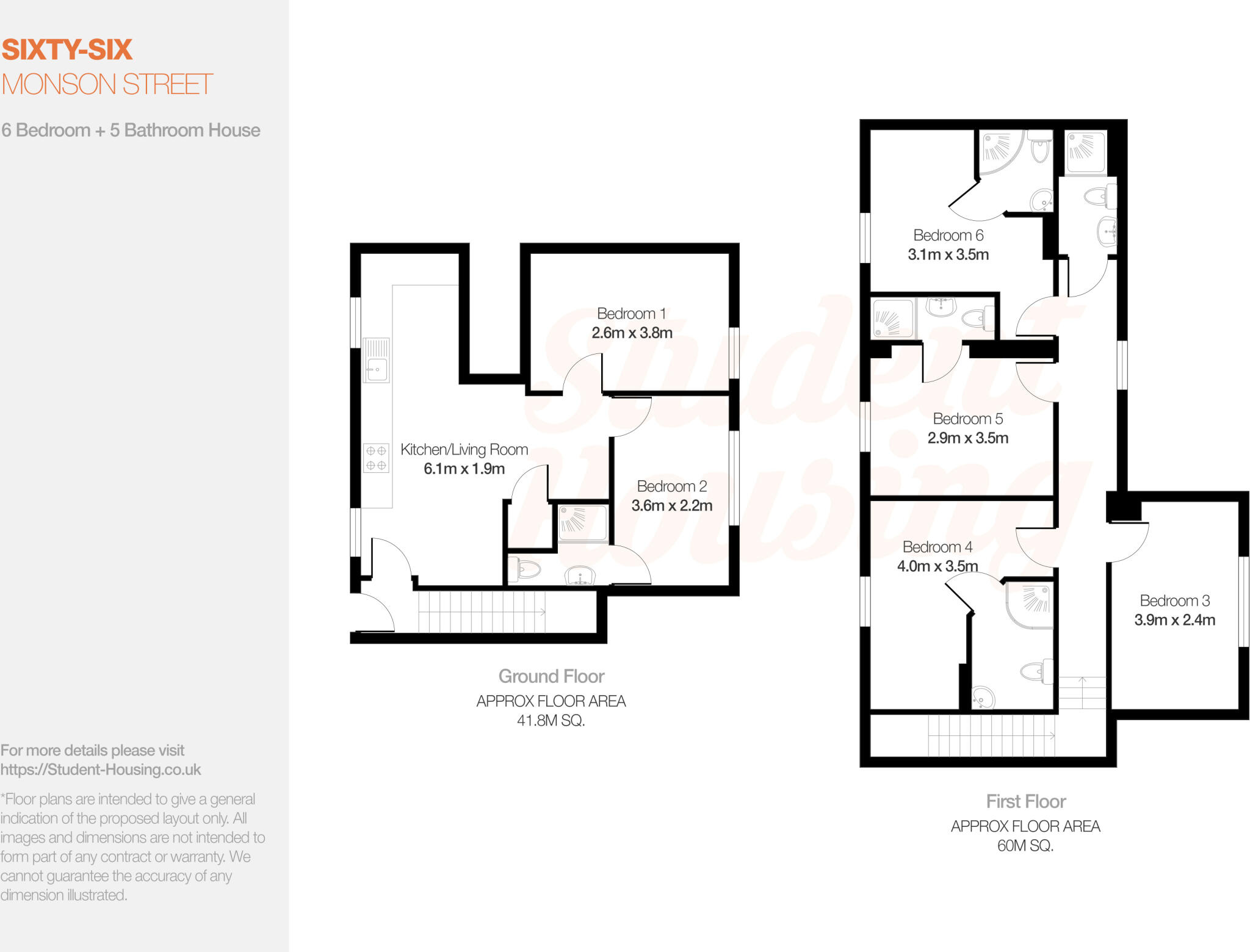 6 Bed & 5 Bath // Student House // Sep 2026 floorplan
