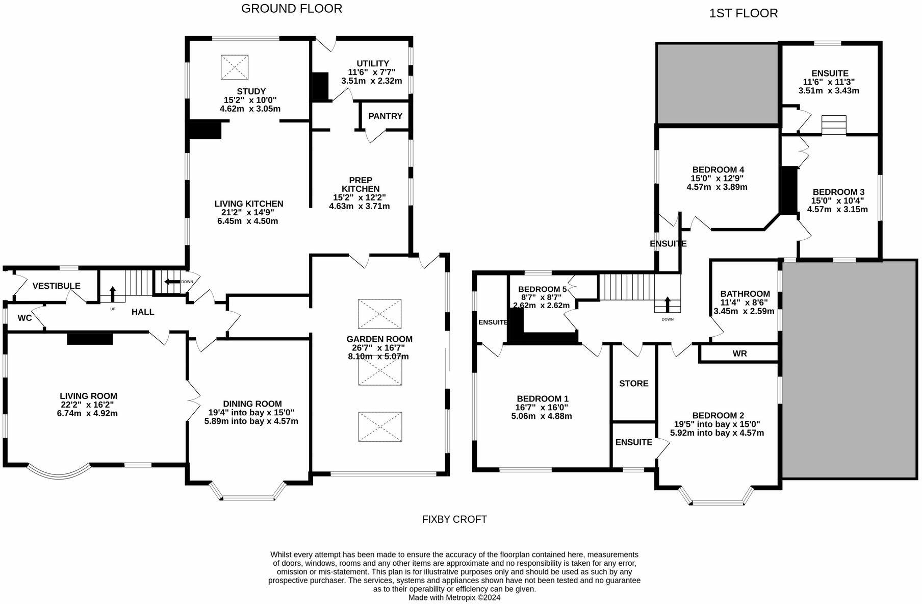 Fixby Croft and Fixby Croft Cottage, Grimescar Road, Huddersfield, HD2 2EF floorplan