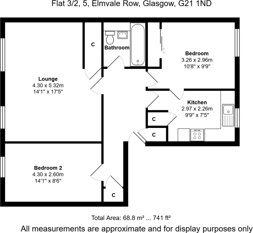 Flat 3/2, 5 Elmvale Row, Springburn, Glasgow G21 1ND floorplan