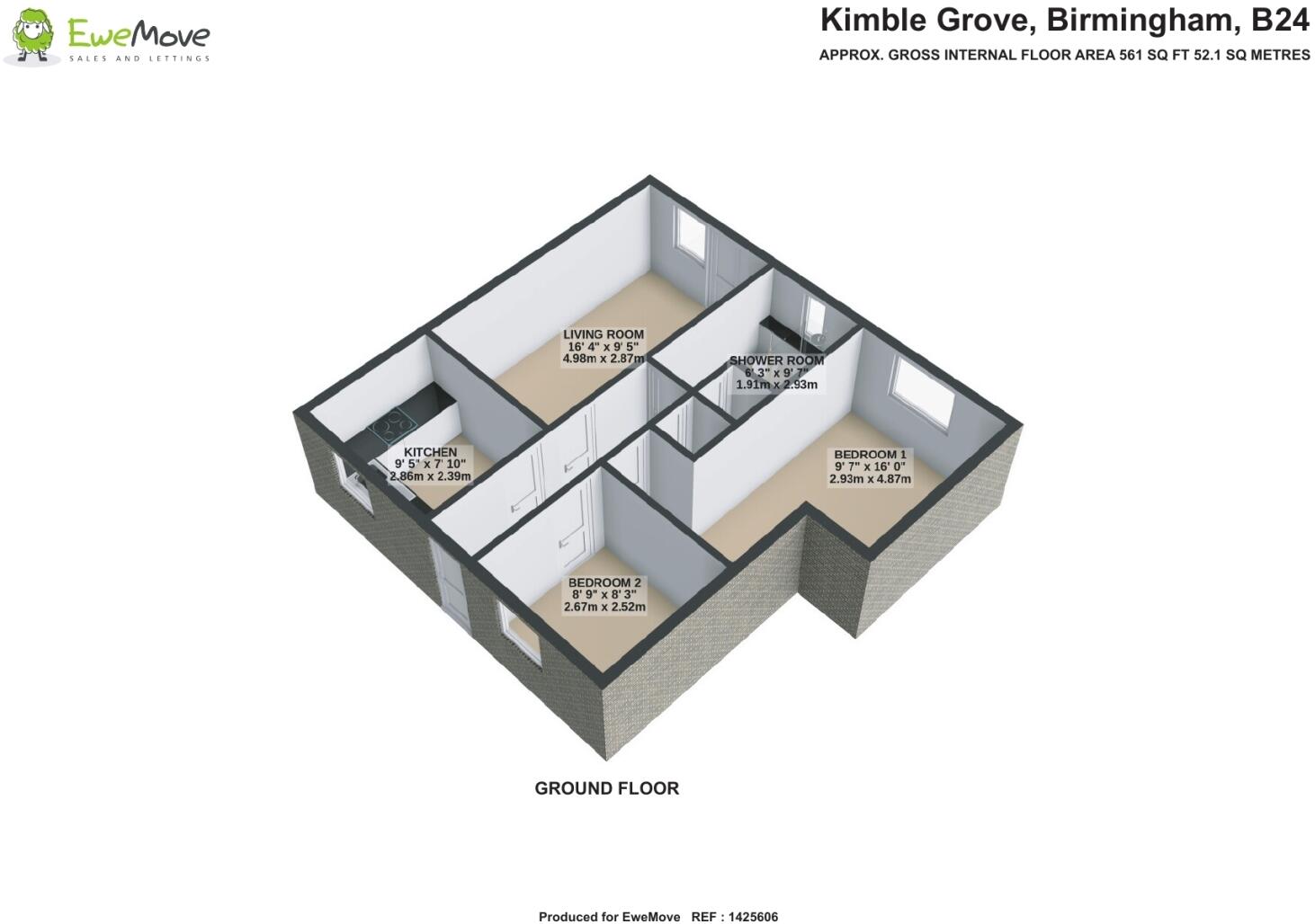 Kimble Grove, Pype Hayes. Birmingham B24 floorplan