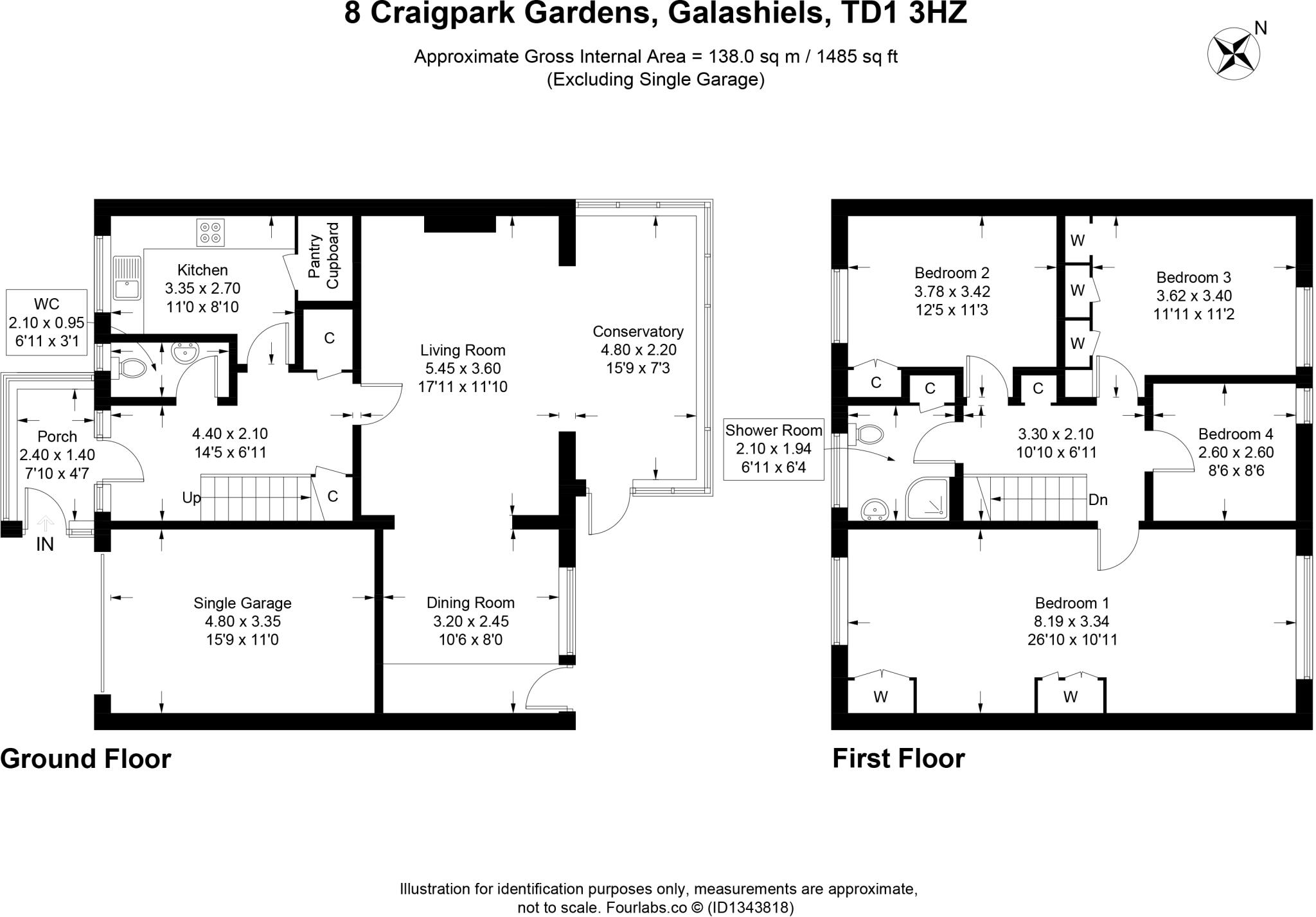 8 Craigpark Gardens, Galashiels, TD1 3HZ floorplan