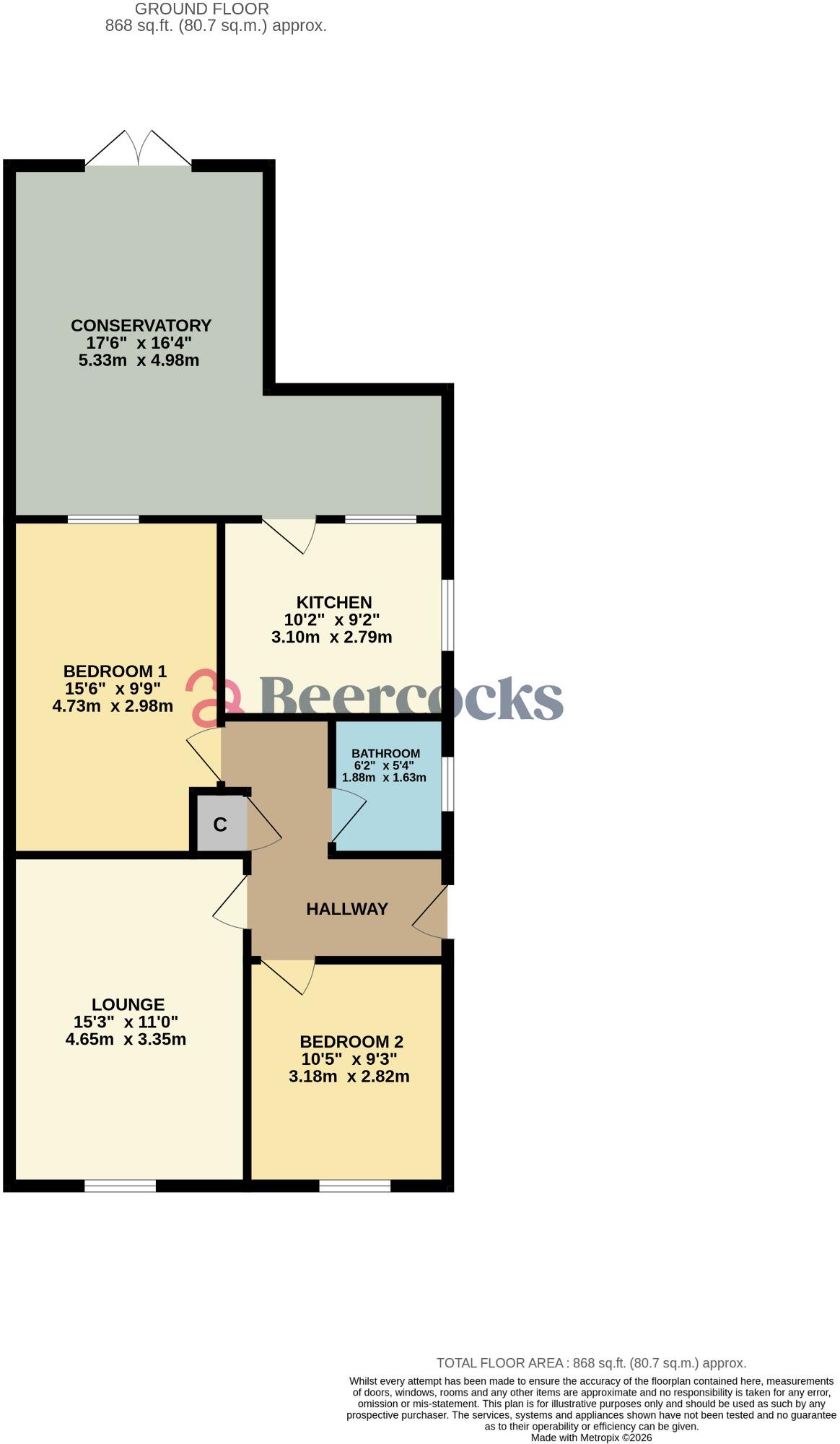 24, Oak Avenue, Withernsea, East Riding of Yorkshire, HU19 2PE floorplan