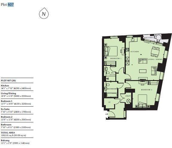 Gladwin Tower, 50 Wandsworth Road, London, SW8 floorplan