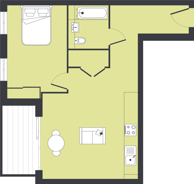 1 bed, 5th floor, Fairlane, Endura House  in Beam Park floorplan
