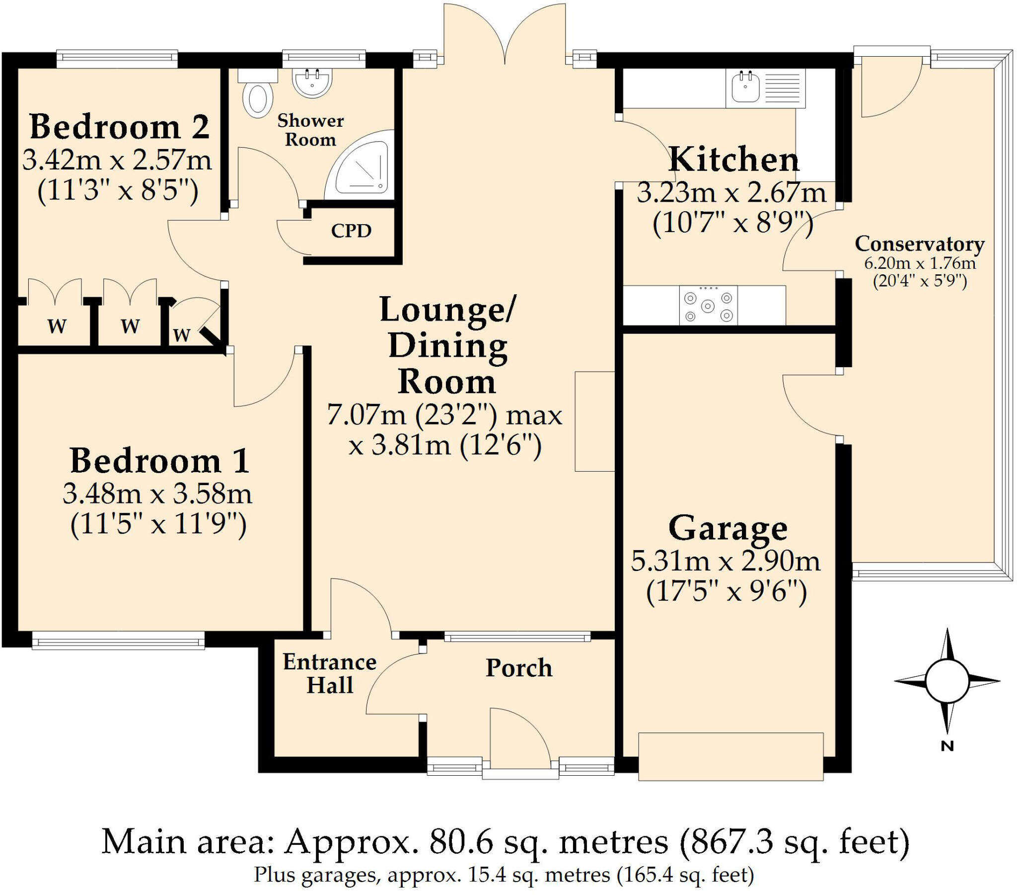Uplands Road, West Moors, Ferndown, Dorset, BH22 floorplan