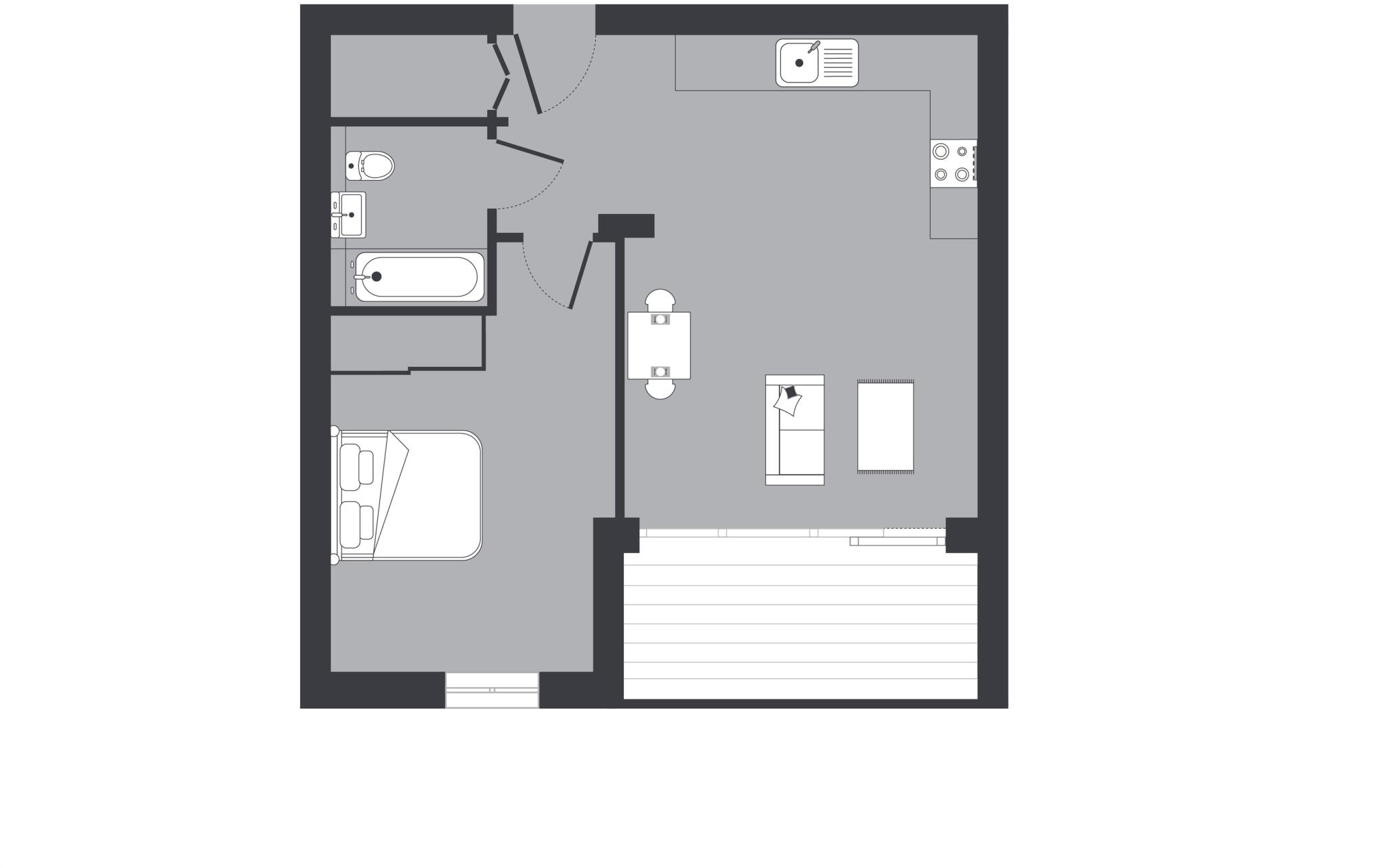1 bed, 4th floor, Verona, Valentines House in Beam Park floorplan
