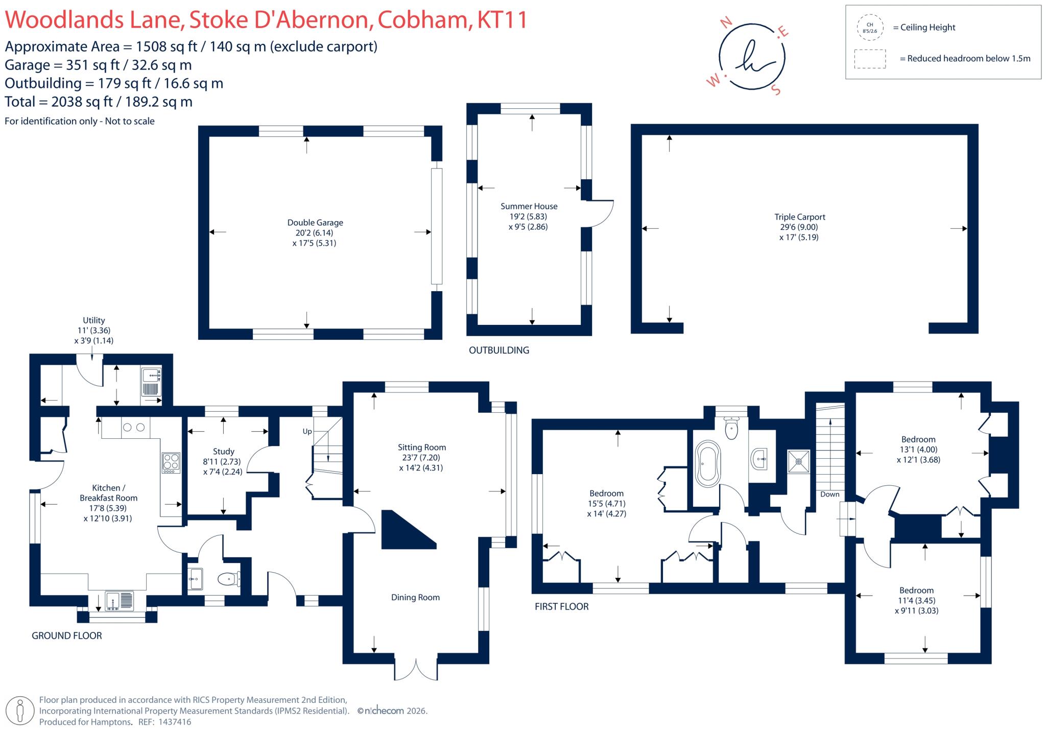 Woodlands Lane, Cobham, KT11 floorplan