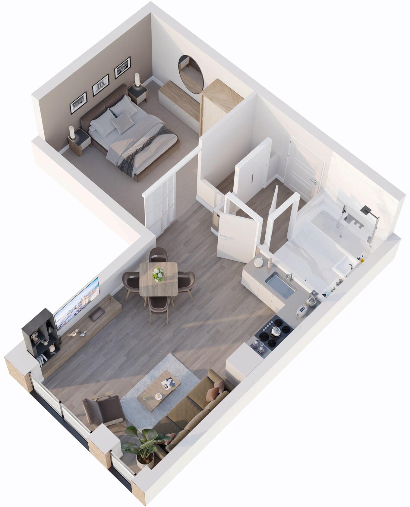 9% Projected Returns | Fox & Foundry, Liverpool – Stunning Manhattan 1 Bed with City Views floorplan