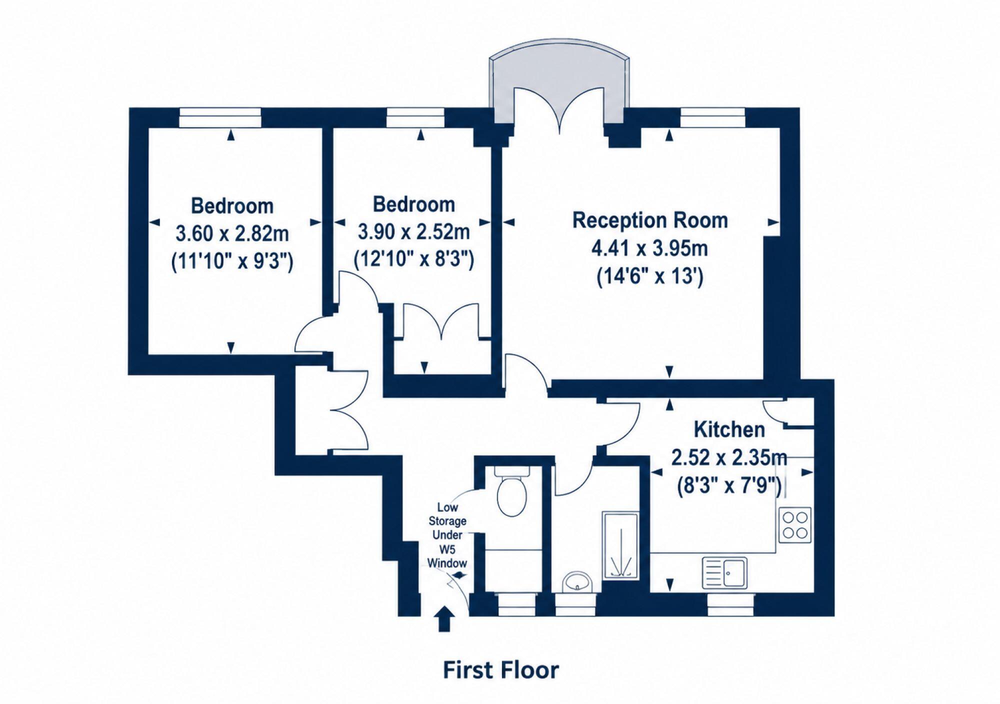 Astbury House - 2 Bedroom with a living room floorplan
