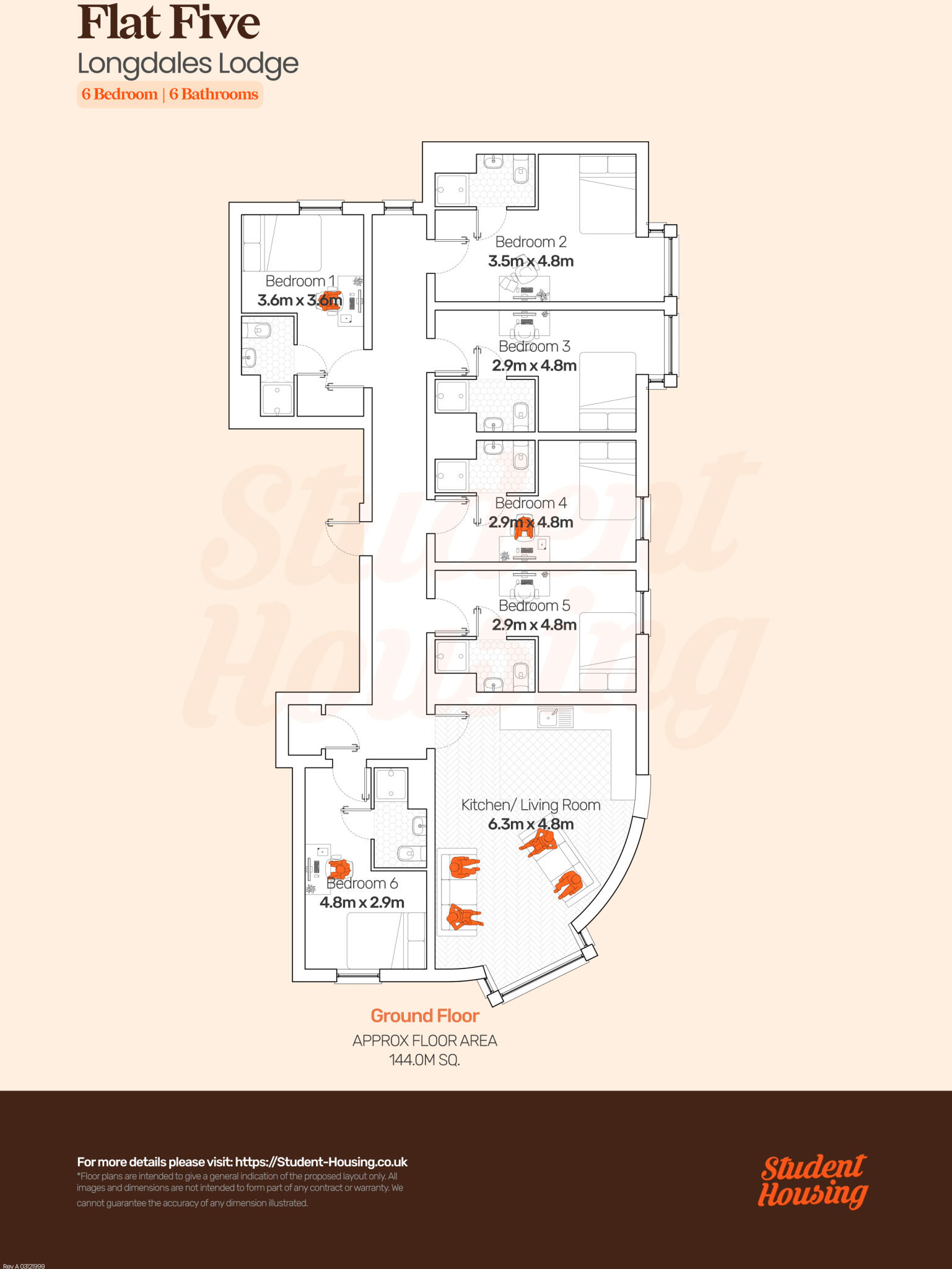 Premium // Lincoln Bishop Students // 6 Bed // All Ensuite floorplan