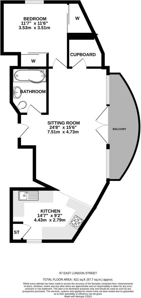 97/4 East London Street, Edinburgh, EH7 4BF floorplan