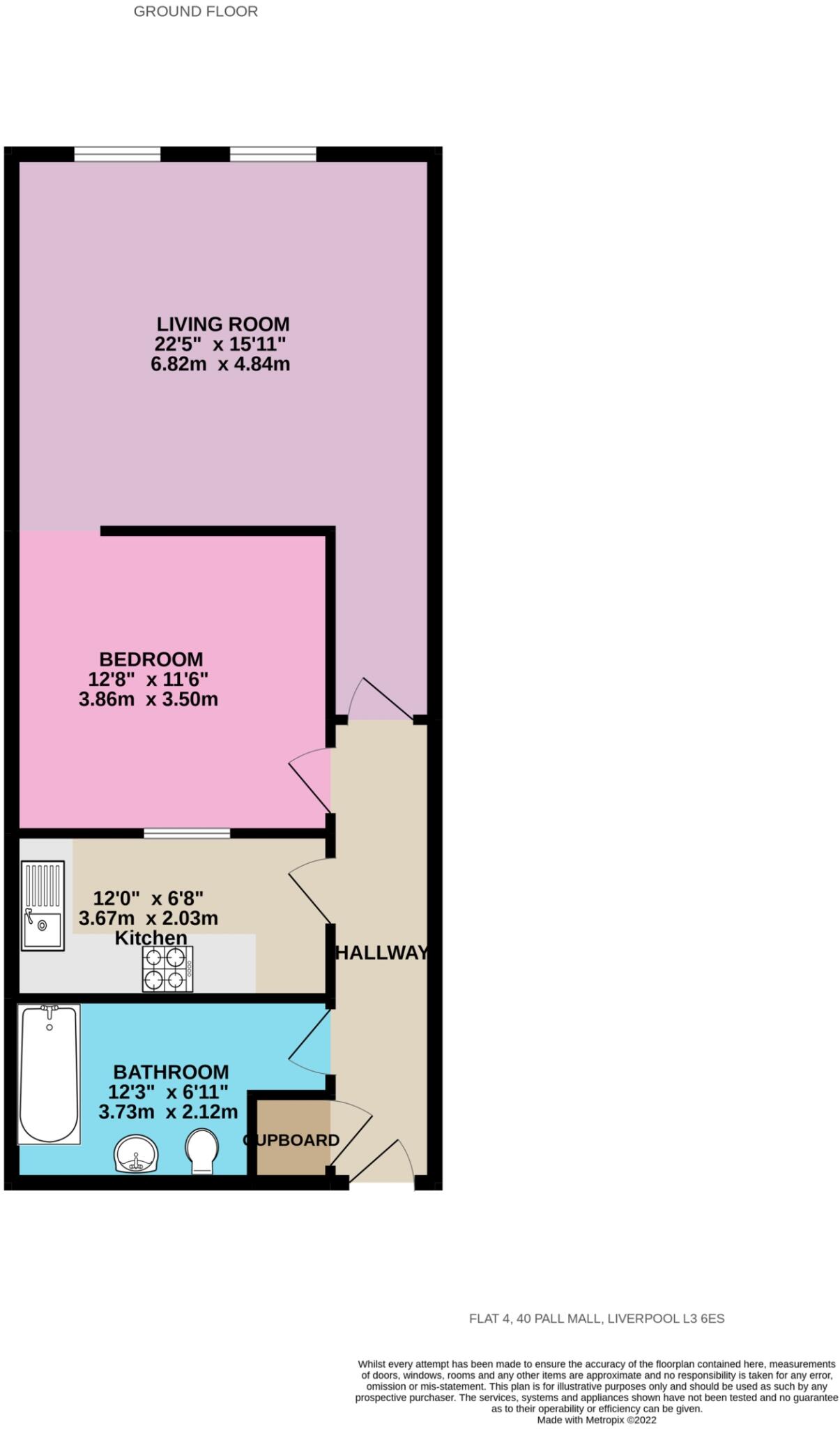Flat 4, 40 Pall Mall Liverpool floorplan
