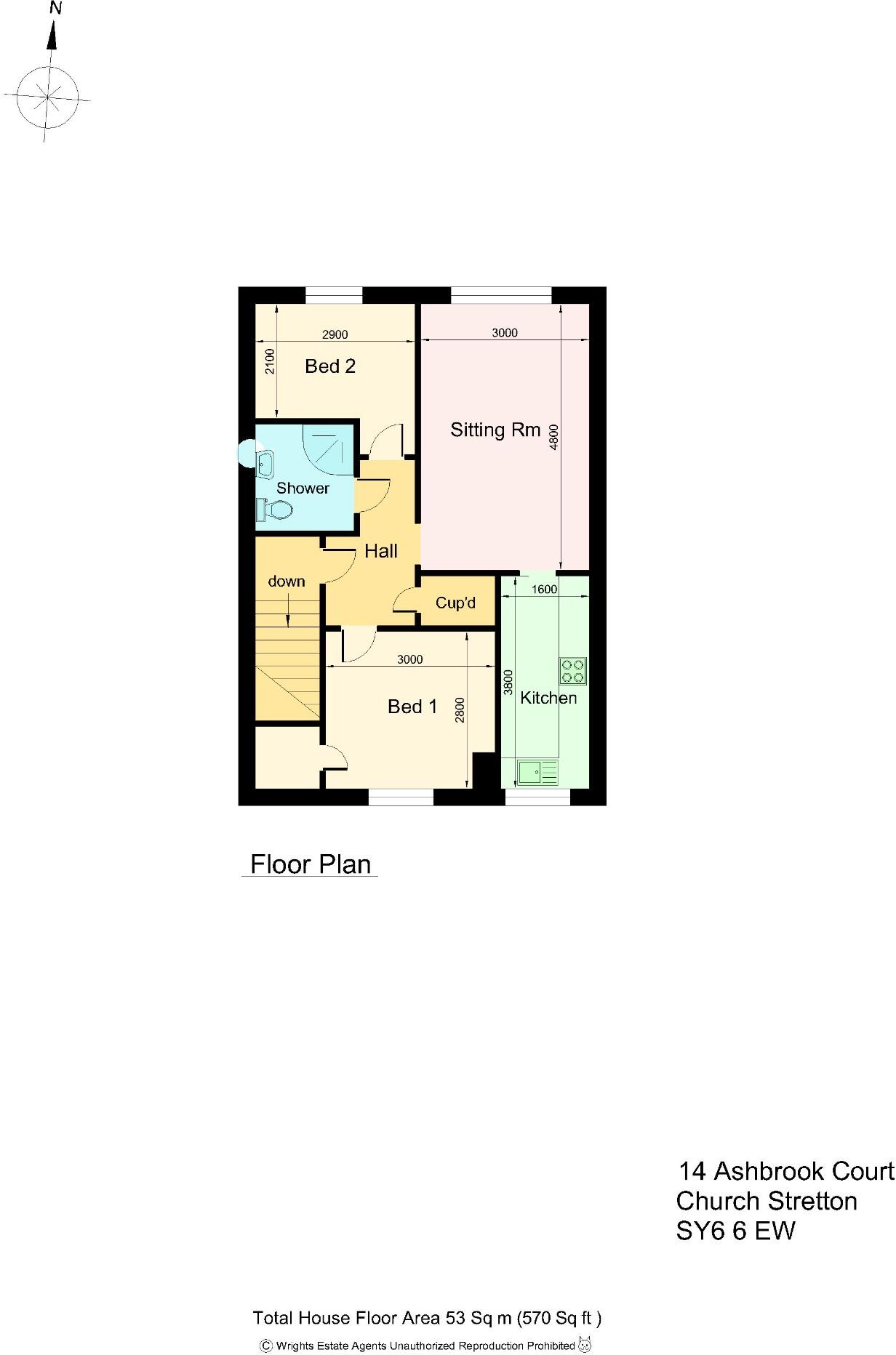 14 Ashbrook Court, Church Stretton, Shropshire, SY6 6EW floorplan