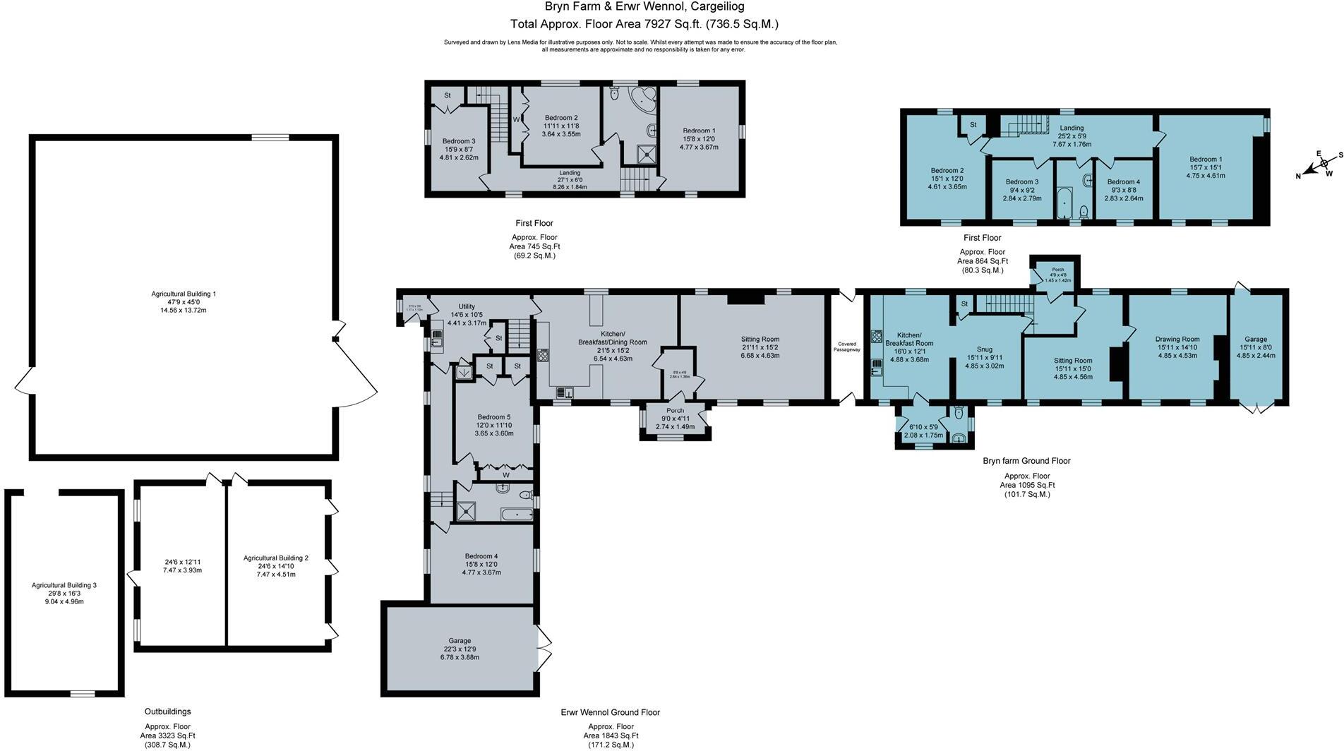 Bryn Farm & Erw'r Wennol, Caergeiliog, Anglesey, LL65 3NL. floorplan