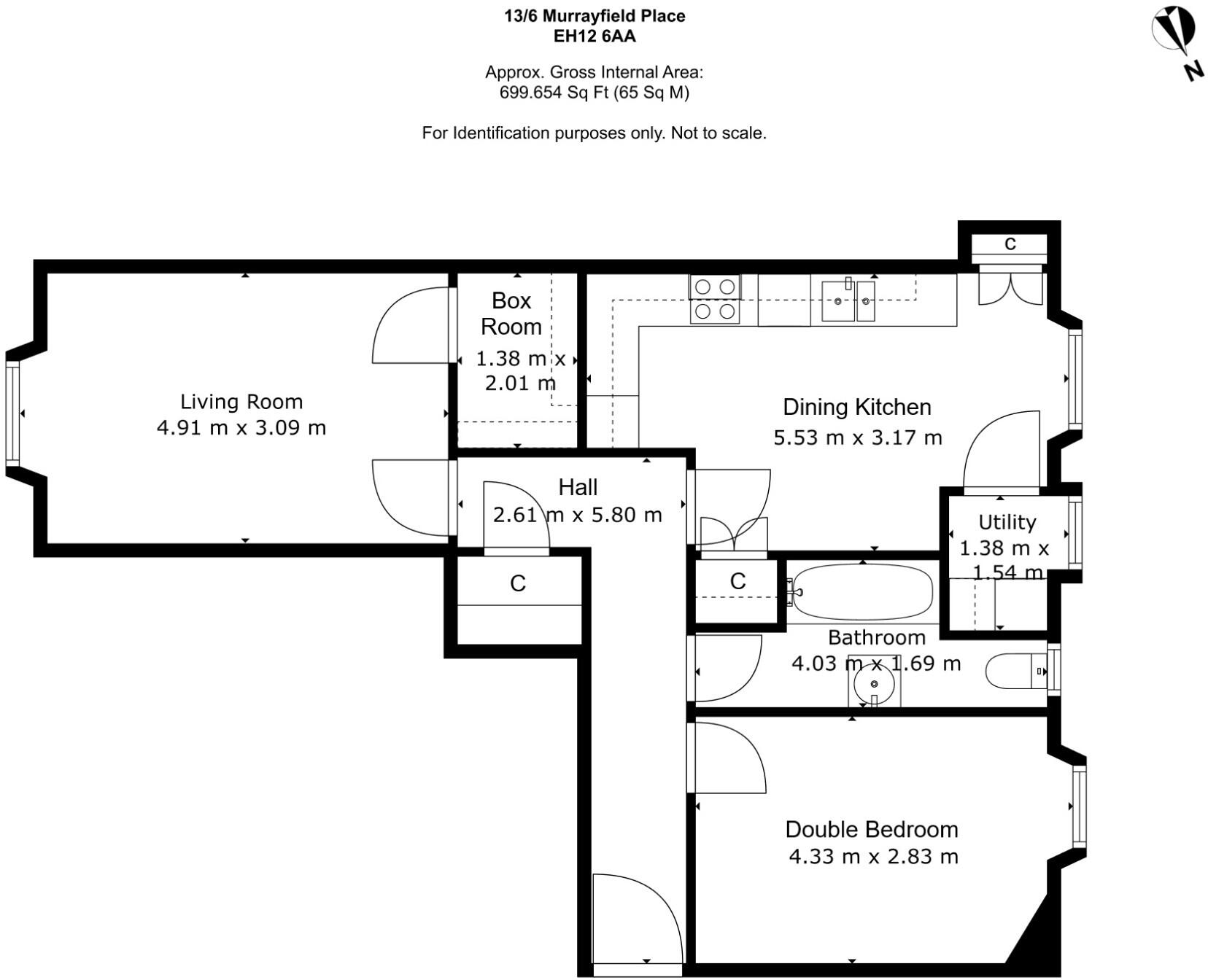13 (2F1) Murrayfield Place, Murrayfield, Edinburgh, EH12 6AA floorplan