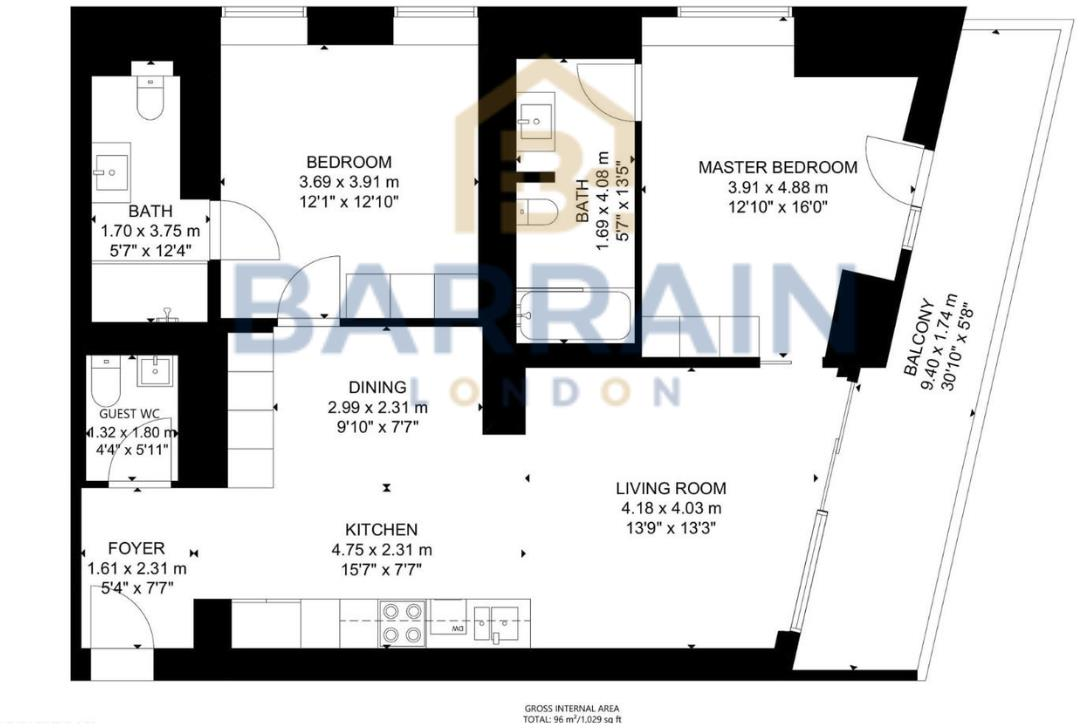 10 Park Drive, Canary Wharf, London, E14 floorplan